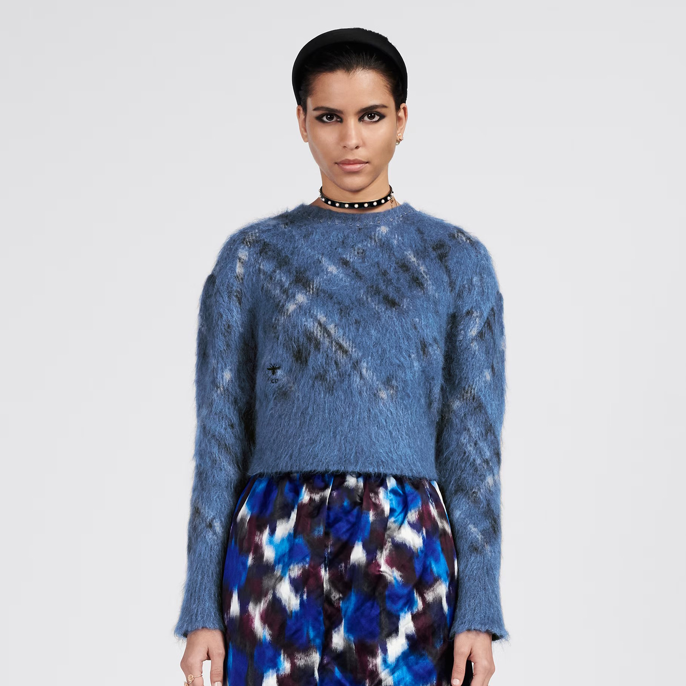 Dior Blue Check'n'Dior Technical Mohair And Alpaca Knitwear Ngvp #nigo6564