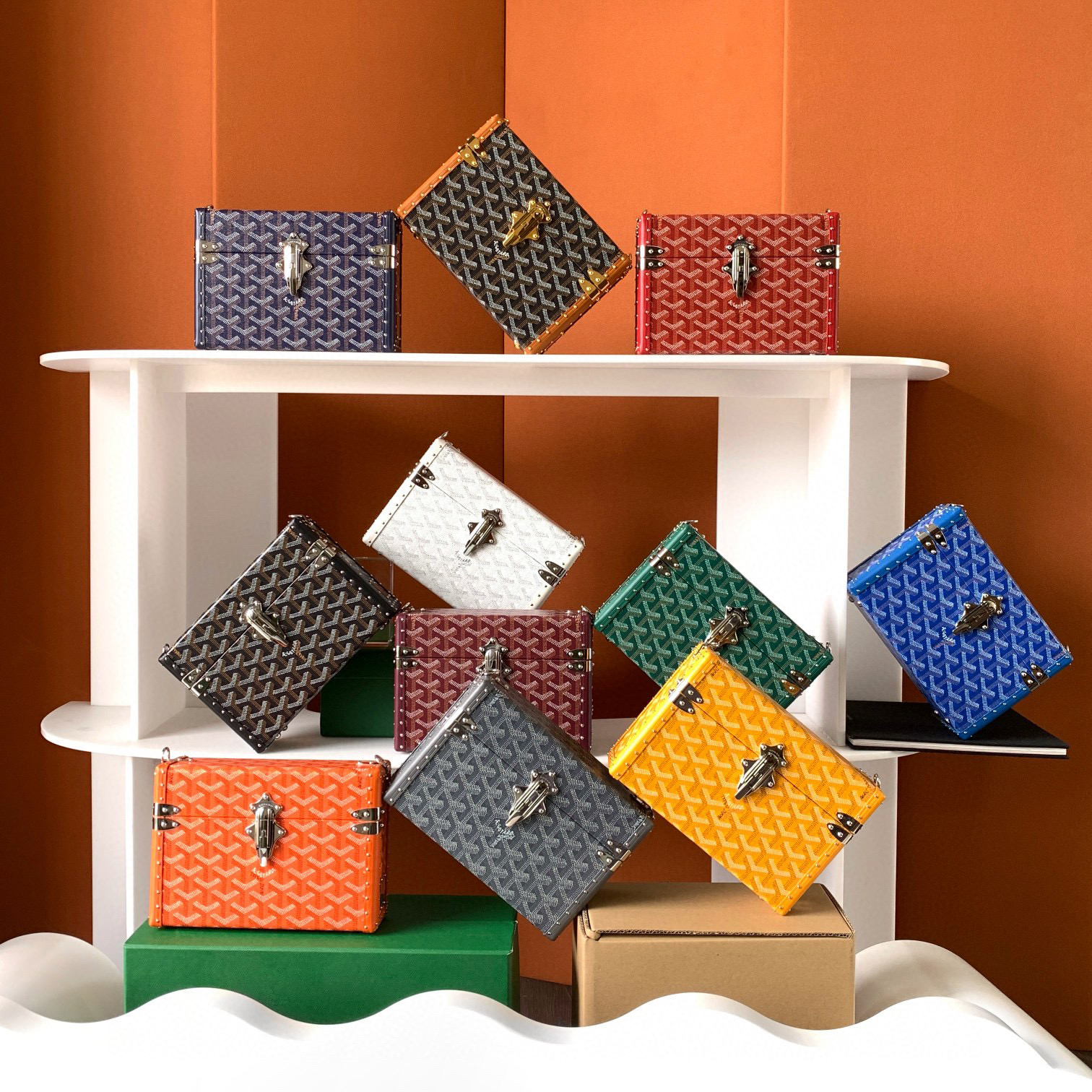 GOYARD Leather Box Shoulder Strap Oblique Straddle Bag #nigo21779