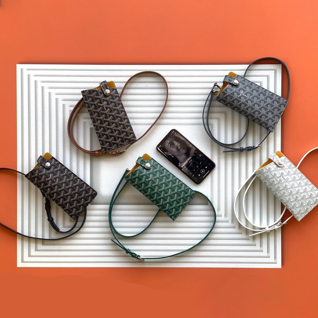 GOYARD MontMartre Leather Printed Diagonal Cross Phone Bag #nigo21811