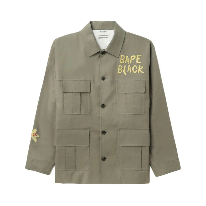 Bape Black Embroidered Single Breasted Long Sleeve Jacket #nigo96444