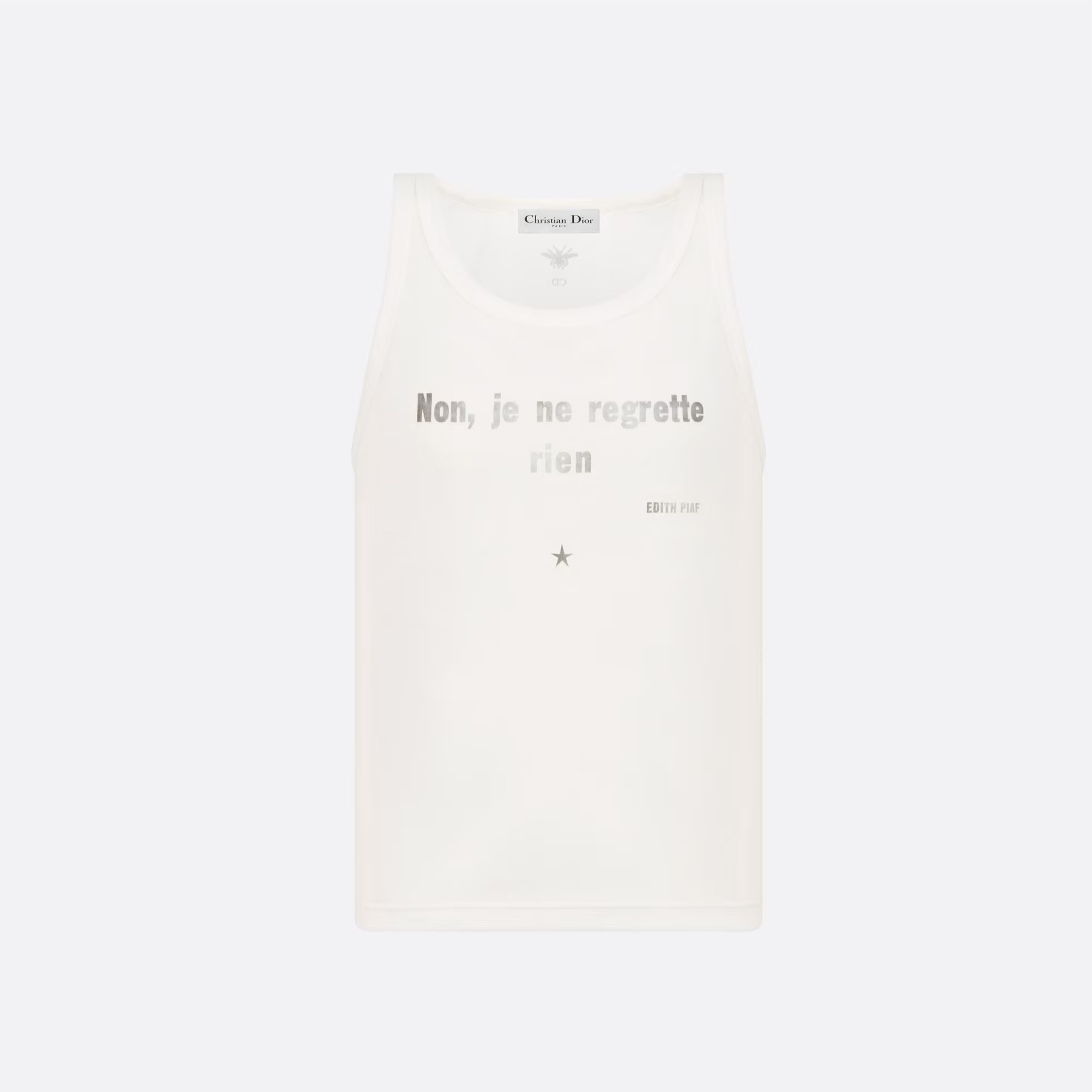 Dior 'NON JE NE REGRETTE RIEN' White Cotton Ruched Vest Ngvp #nigo6557