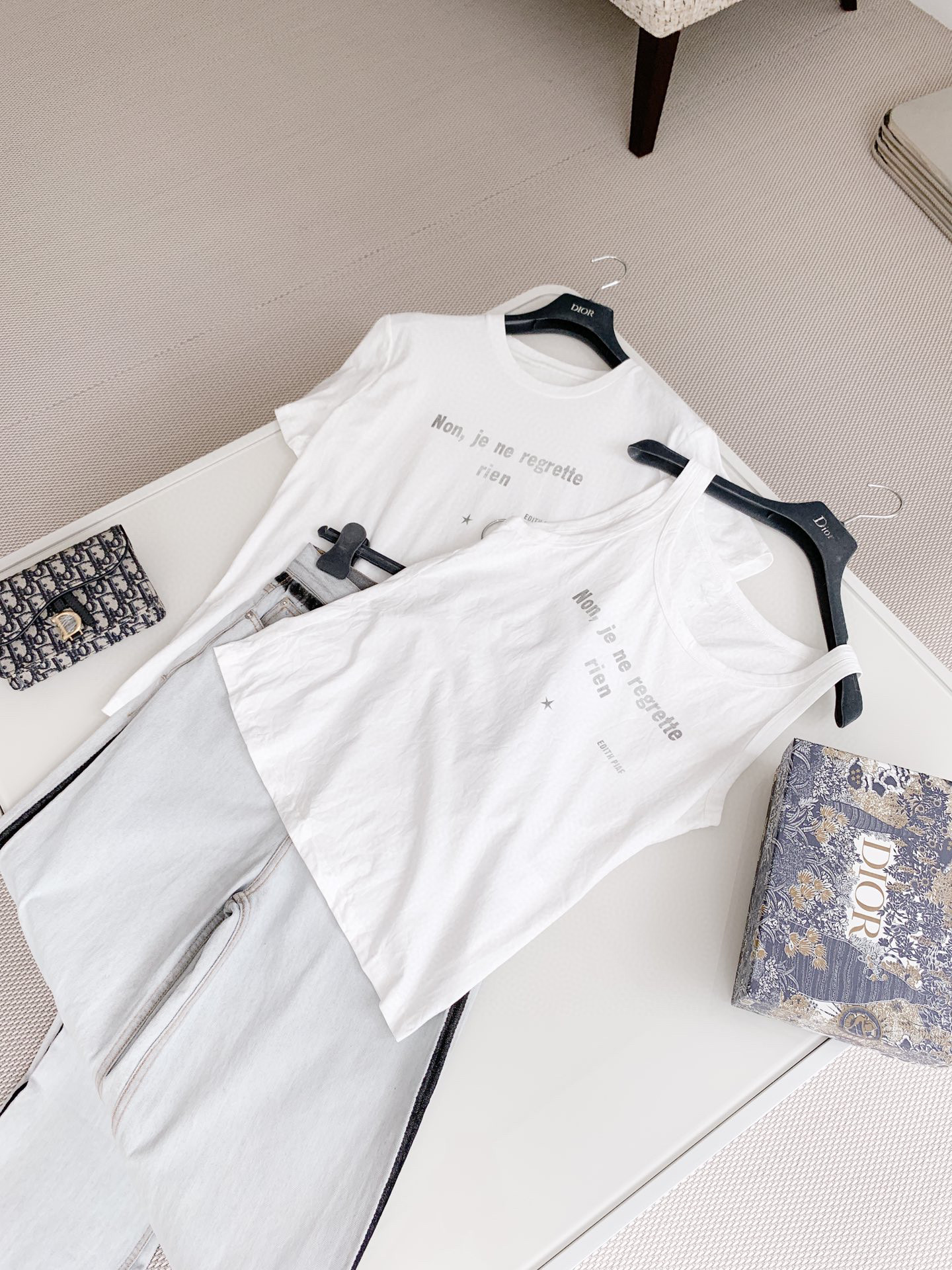 Dior 'NON JE NE REGRETTE RIEN' White Cotton Ruched Vest Ngvp #nigo6557