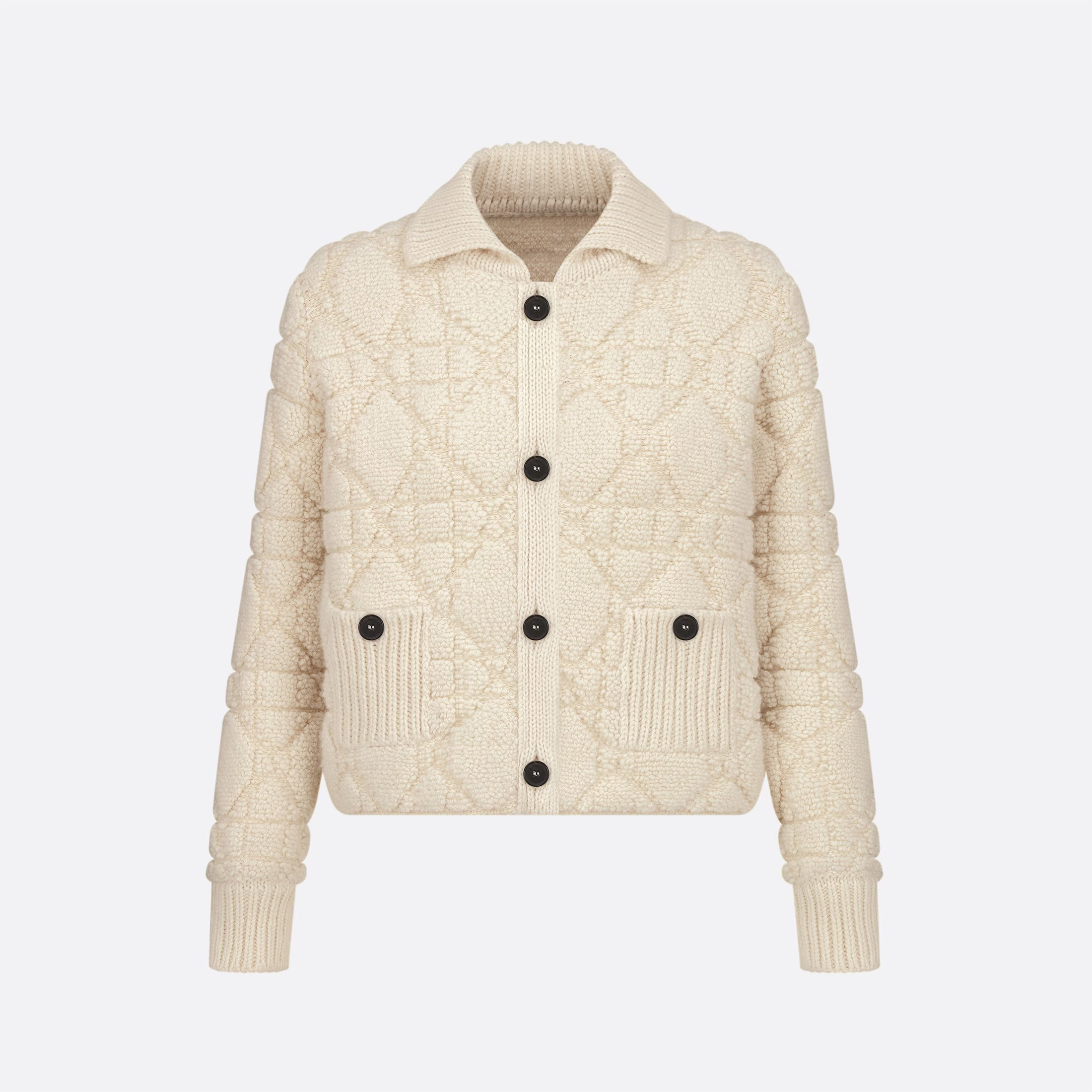 Dior White Technical Wool And Cashmere Knit Cannage Jacket Ngvp #nigo6561