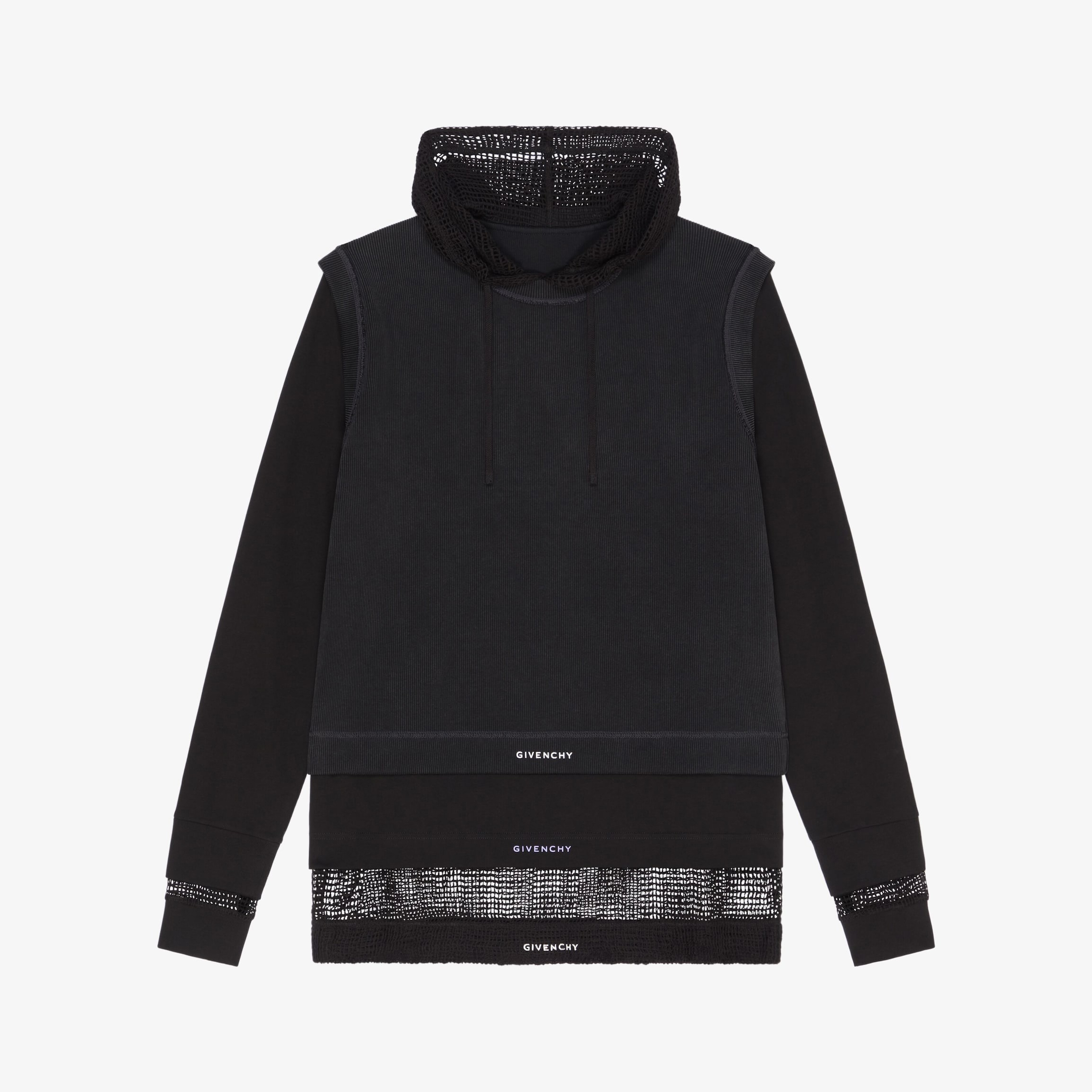 Givenchy Overlapped Hooded T-shirt In Cotton And Mesh #nigo96457