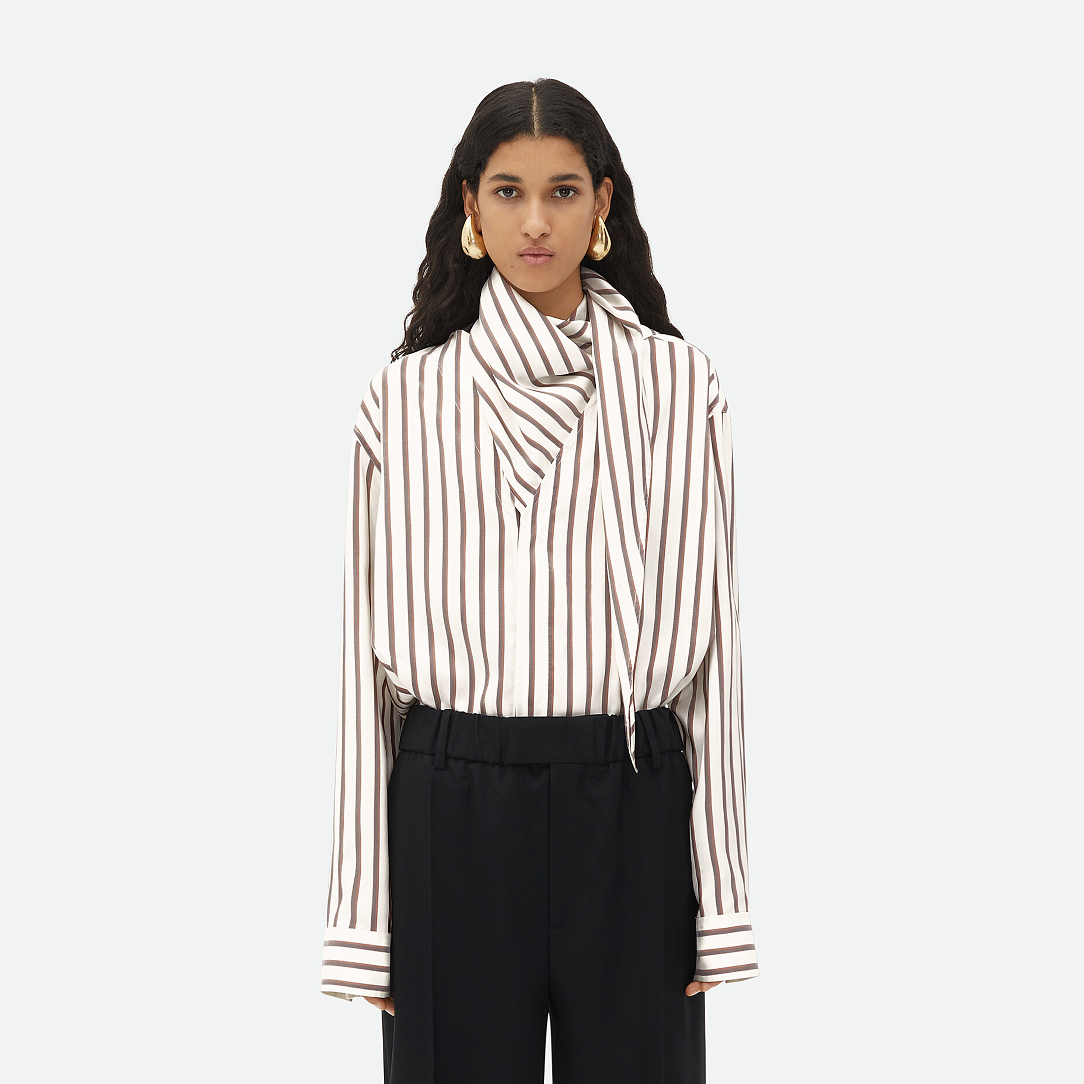 Bottega Veneta Striped Silk Scarf Shirt Ngvp #nigo6586