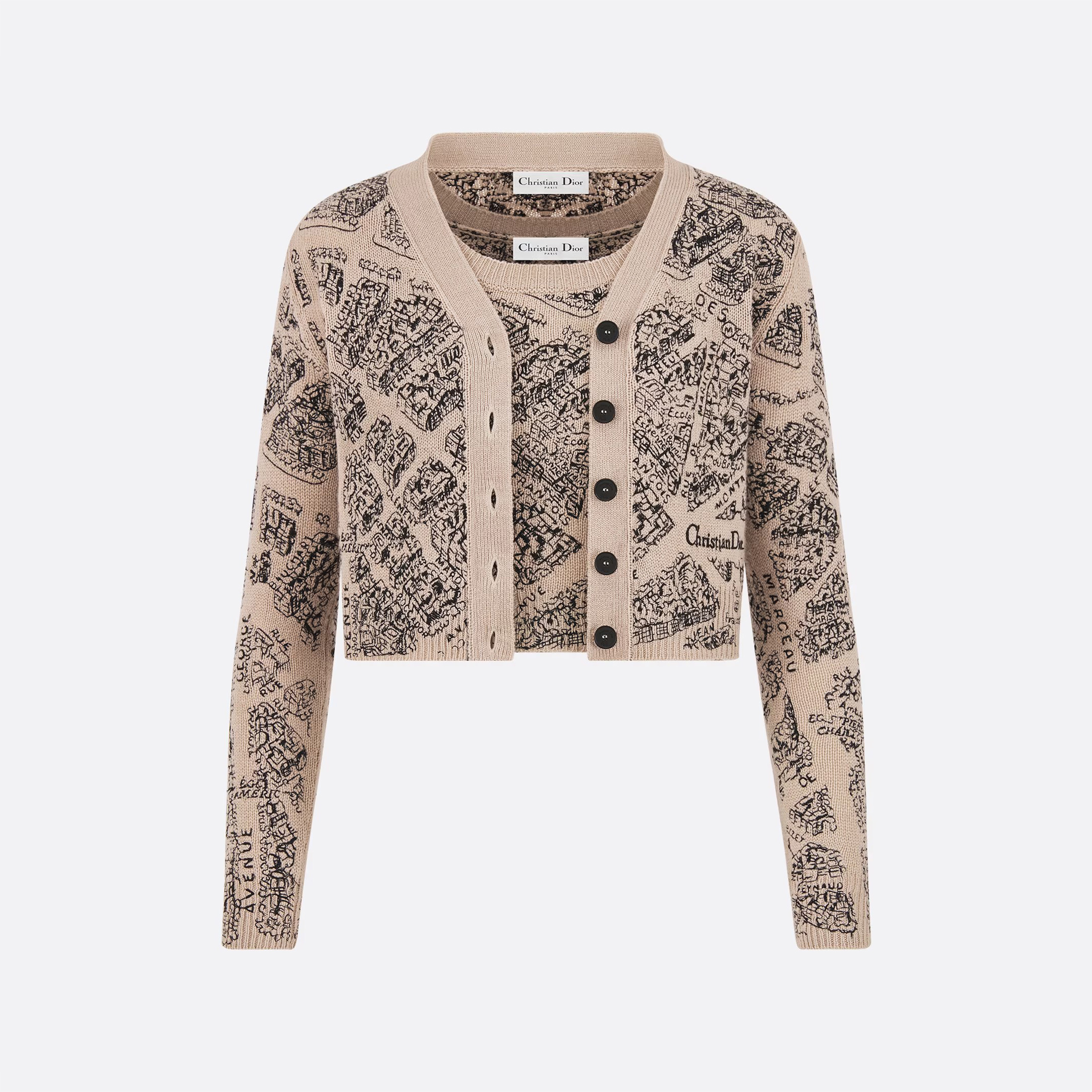 Dior Colorblocked Pattern Embroidered Vest V-Neck Knit Cardigan Ngvp #nigo6568