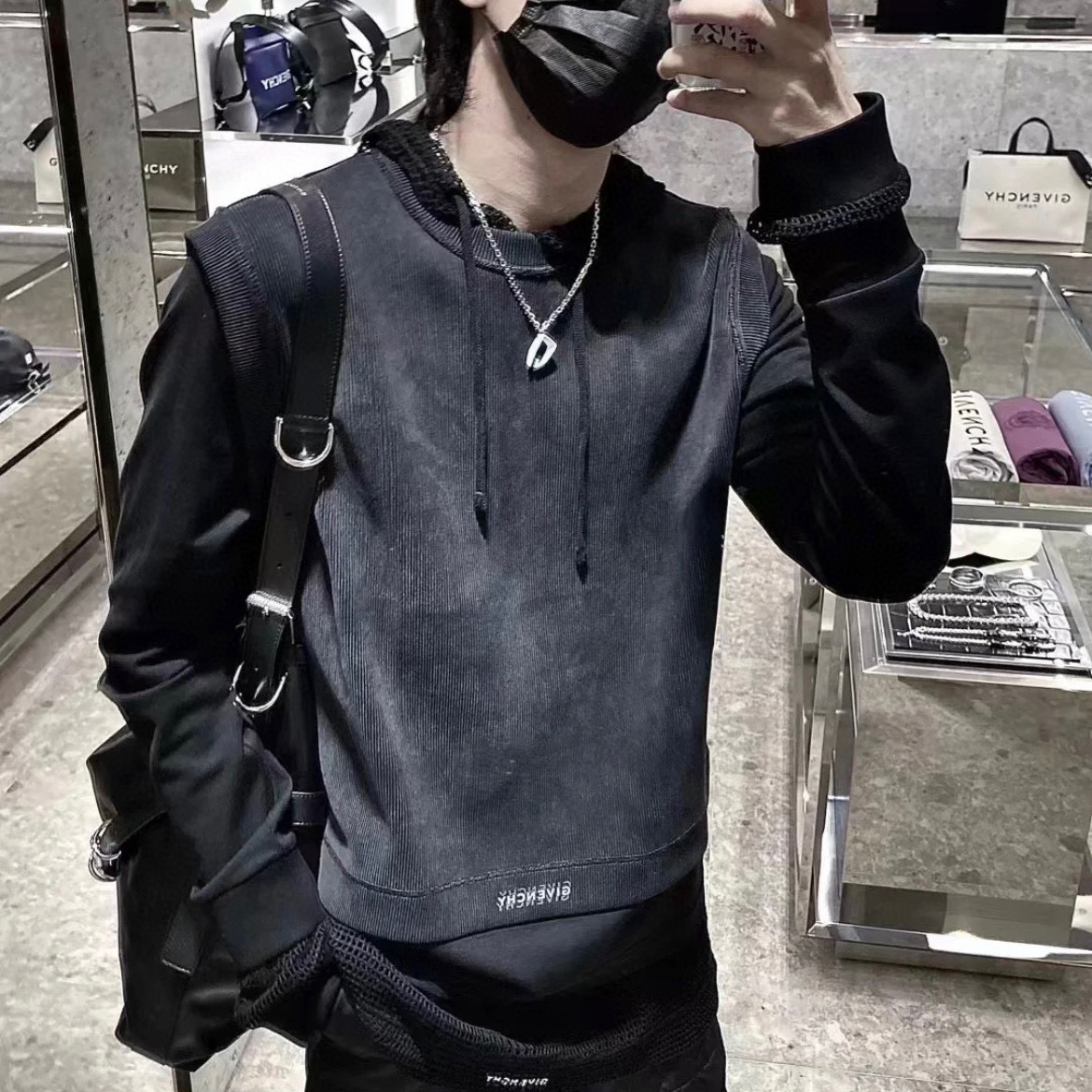 Givenchy Overlapped Hooded T-shirt In Cotton And Mesh #nigo96457