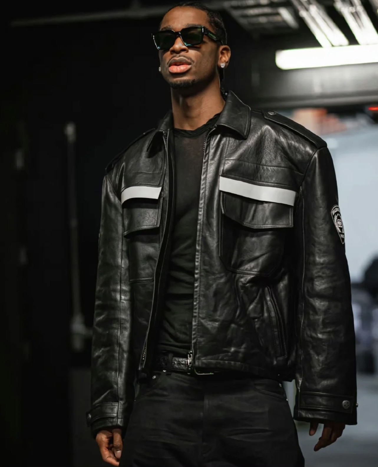 Balenciaga NIGO Man Black Long Sleeved Printed Leather Jacket #nigo94989