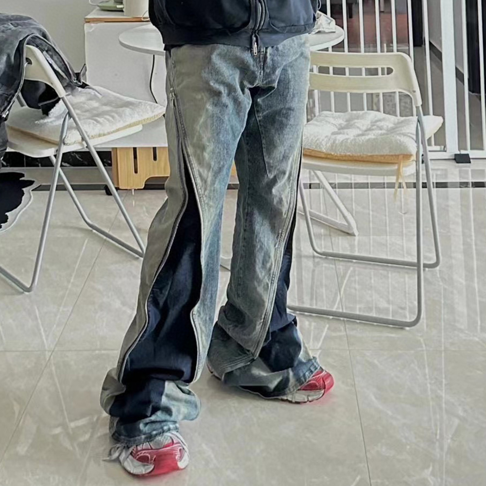 Rick Owens Colorblocked High Waist Wide Leg Jeans Ngvp #nigo6168