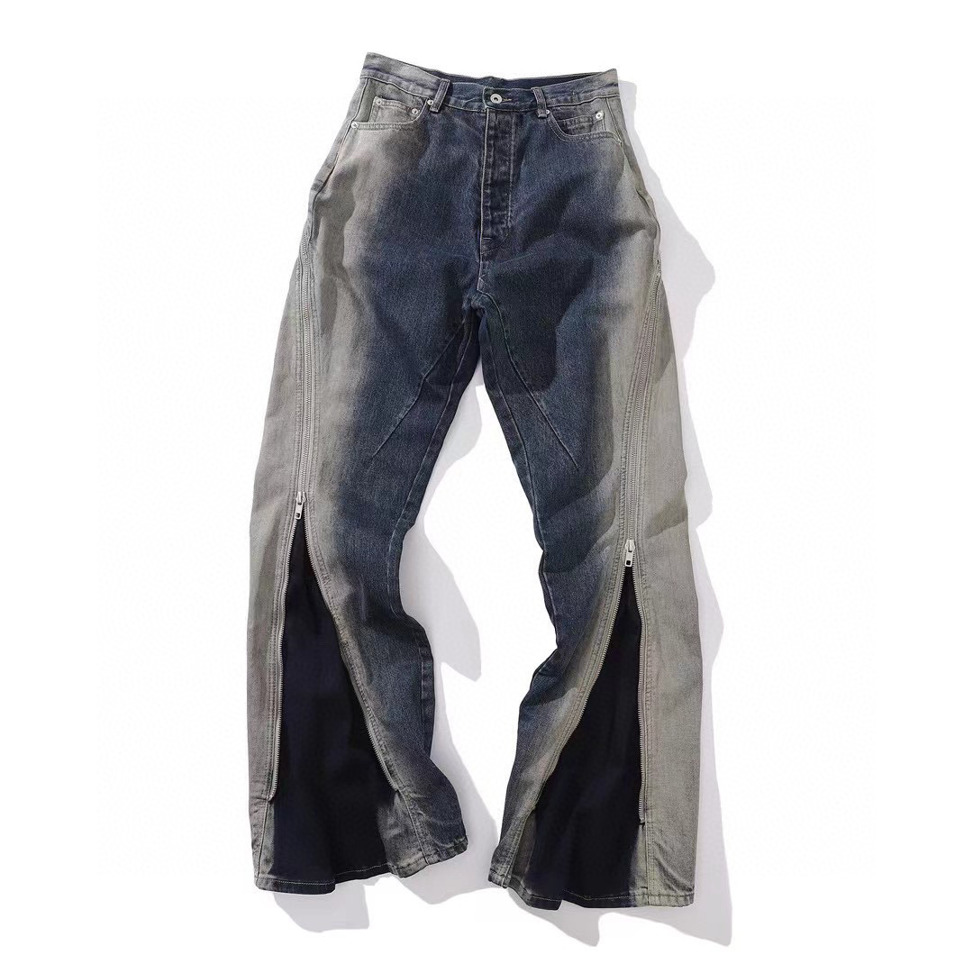 Rick Owens Colorblocked High Waist Wide Leg Jeans Ngvp #nigo6168