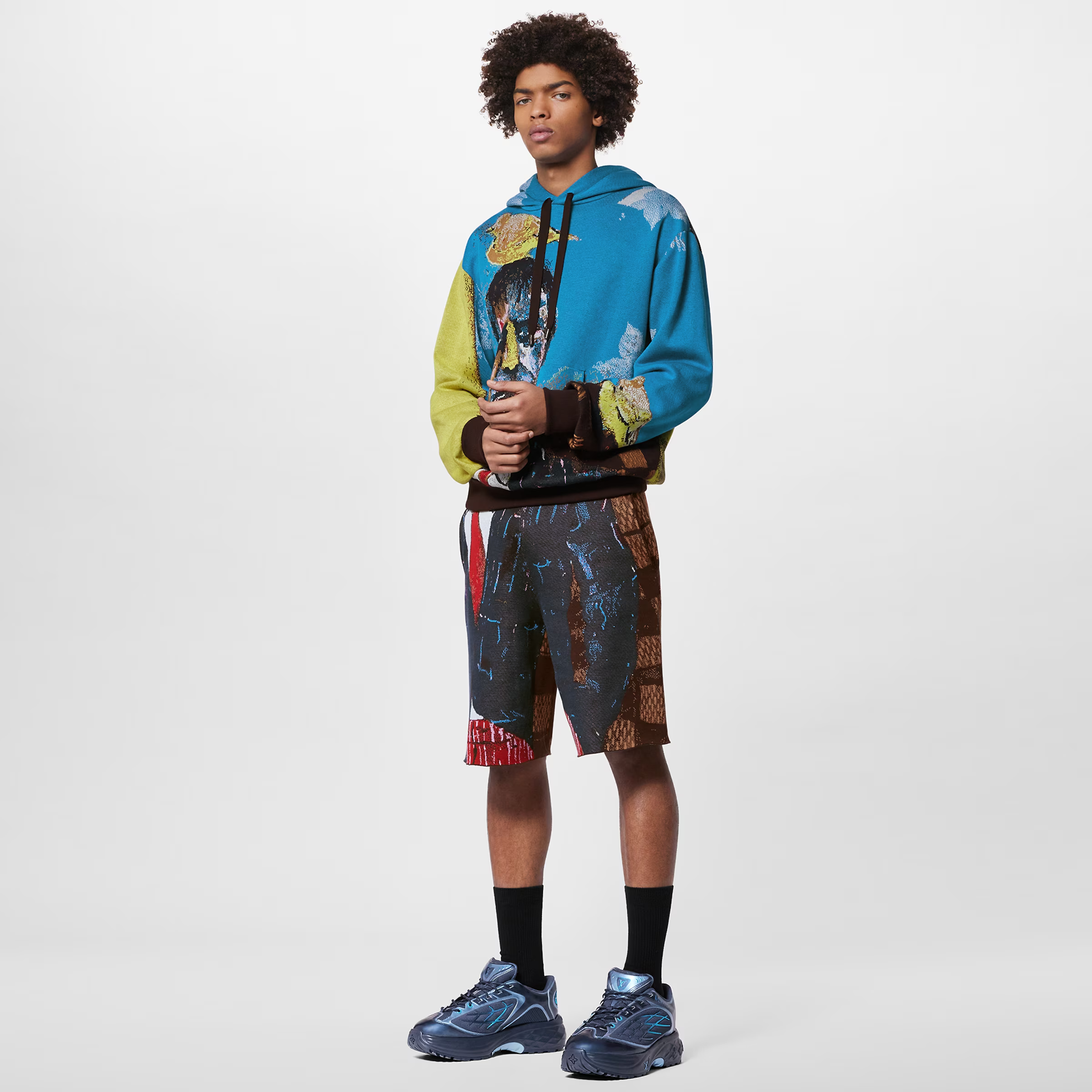 Louis Vuitton Jacquard Cotton Hoodie Shorts Ngvp #nigo6594