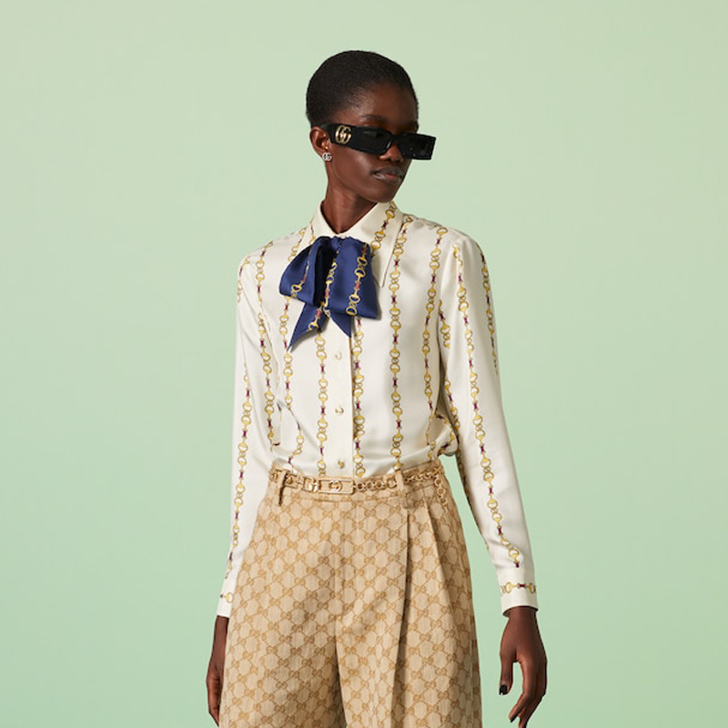 Gucci Printed Beige Long Sleeved Shirt #nigo21824