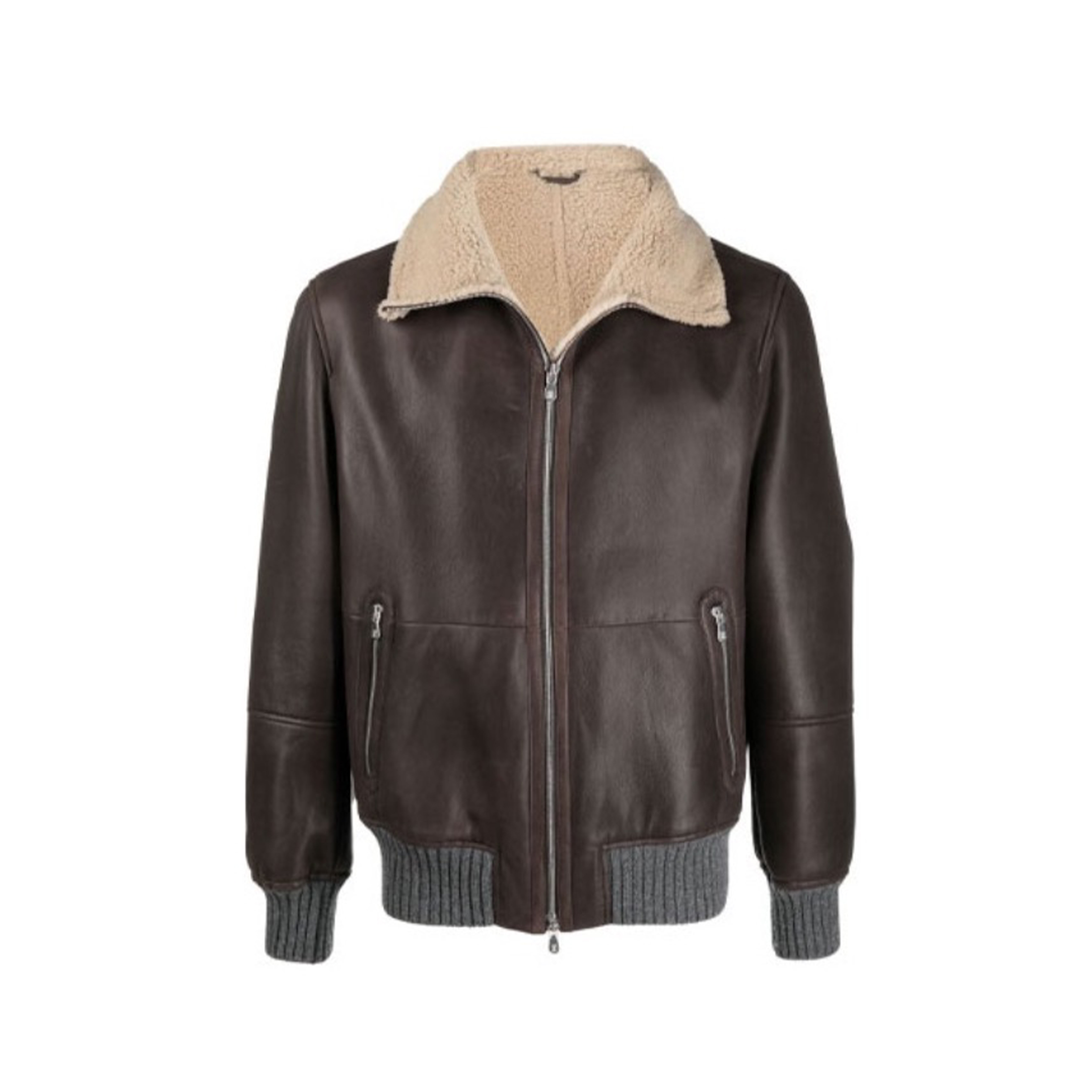 Brunello Cucinelli FW21 Leather And Fur Integrated Pilot Style Coat Leather Jacket Ngvp #nigo6618