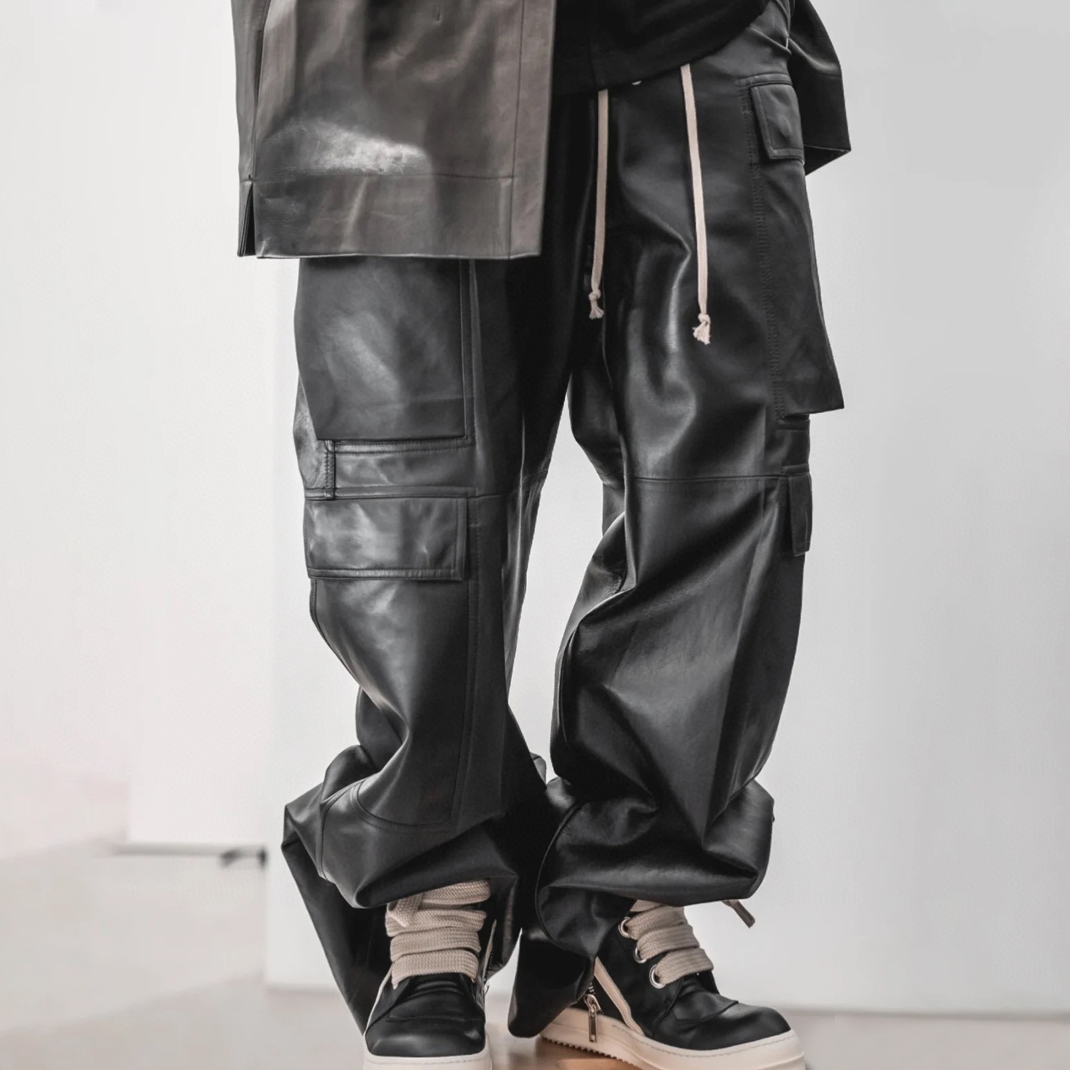 Rick Owens Multi-Pocket Leather Loose Fit Work Pants Ngvp #nigo6625