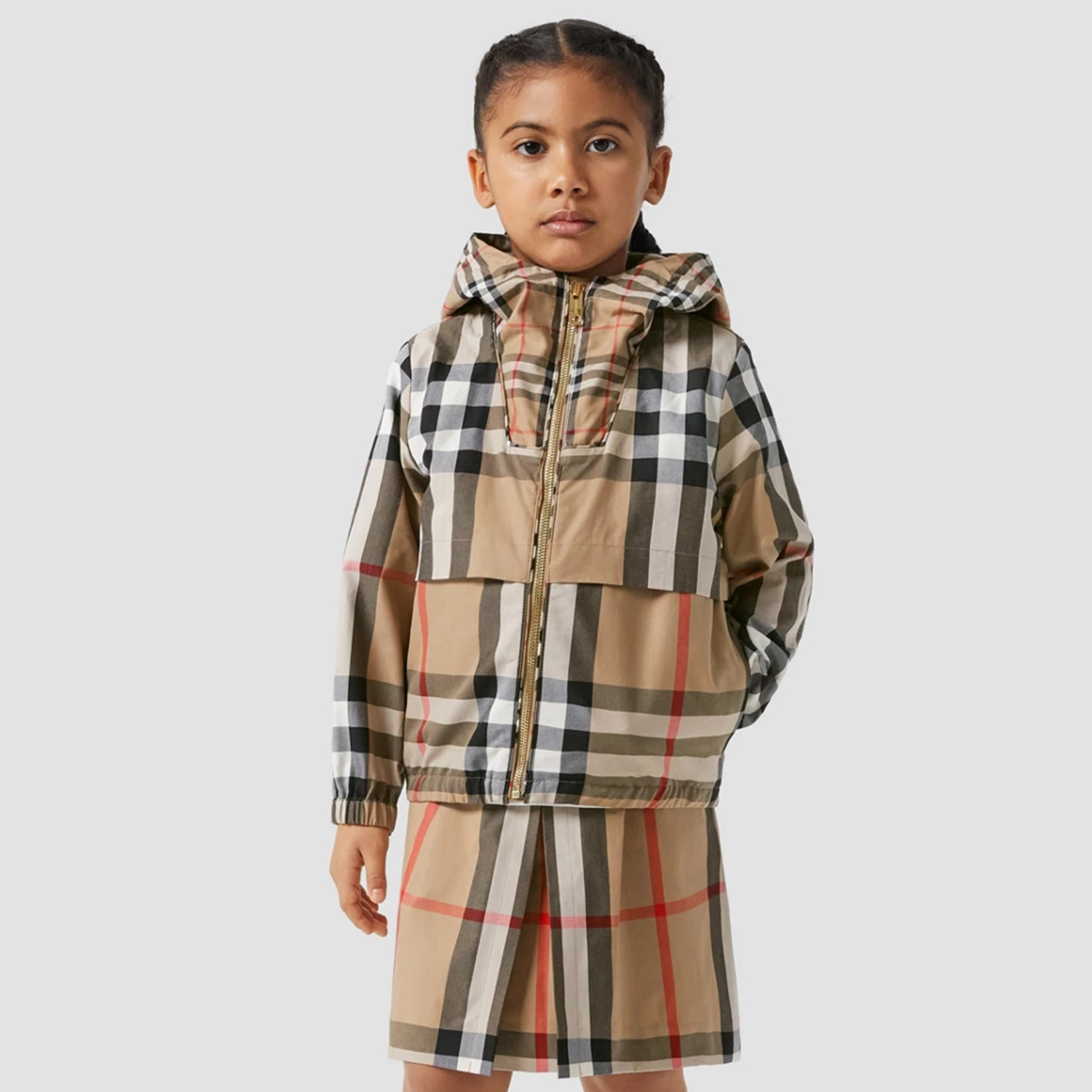 Burberry Kid's Checkered Hooded Jacket Coat #nigo31545