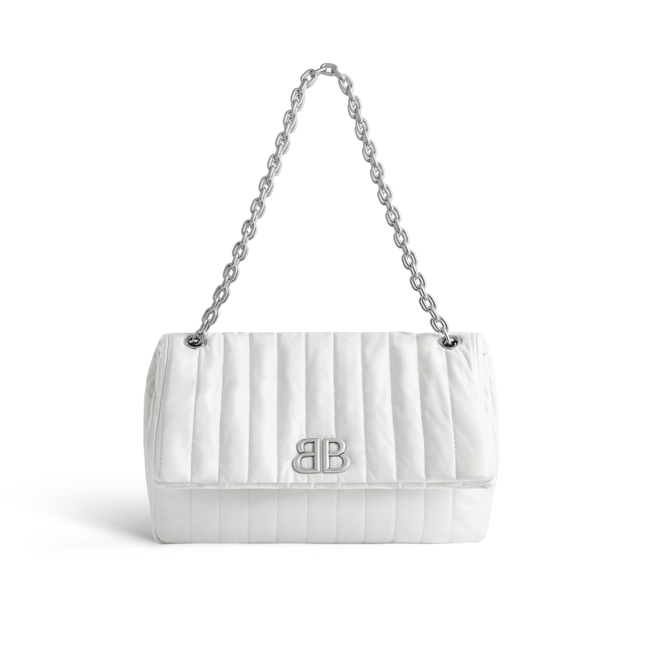 Balenciaga MONACO White Leather Chain Crossbody Bag #nigo21836