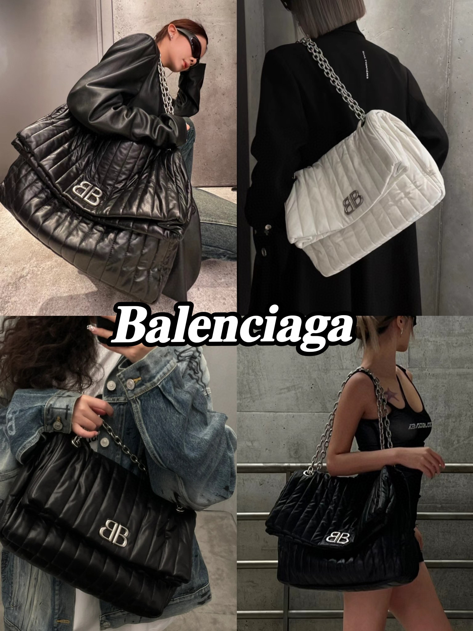 Balenciaga MONACO White Leather Chain Crossbody Bag #nigo21836