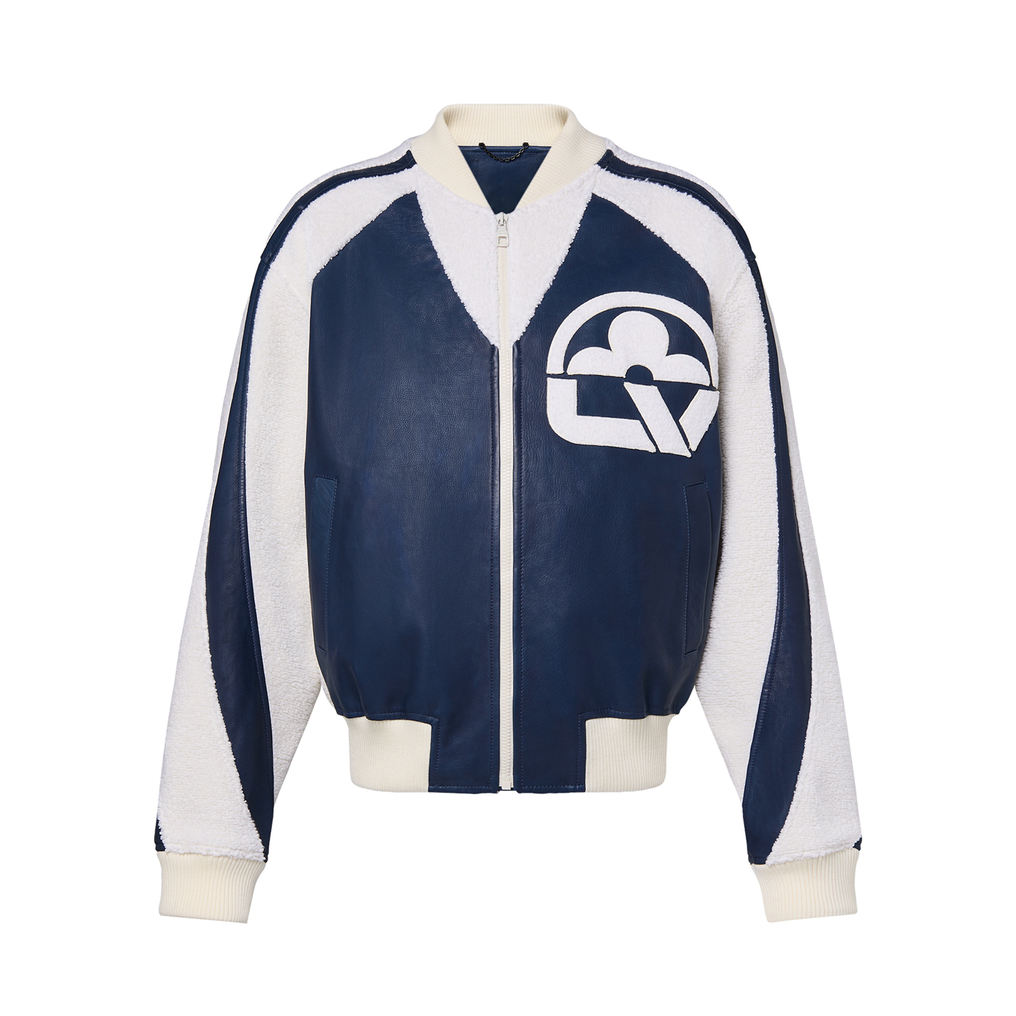 Louis Vuitton Leather Mix Teddy Plush Leather Zip Jacket #nigo96514