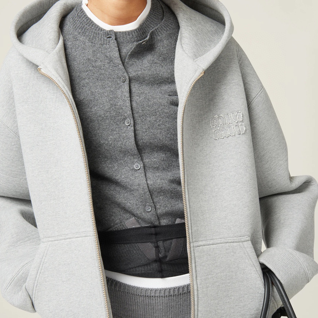 NIGO MiuMiu Women's Spring/Autumn Hooded Zipper Logo Cotton Fitted Solid Color Long Sleeve Baseball Jacket #nigo96516