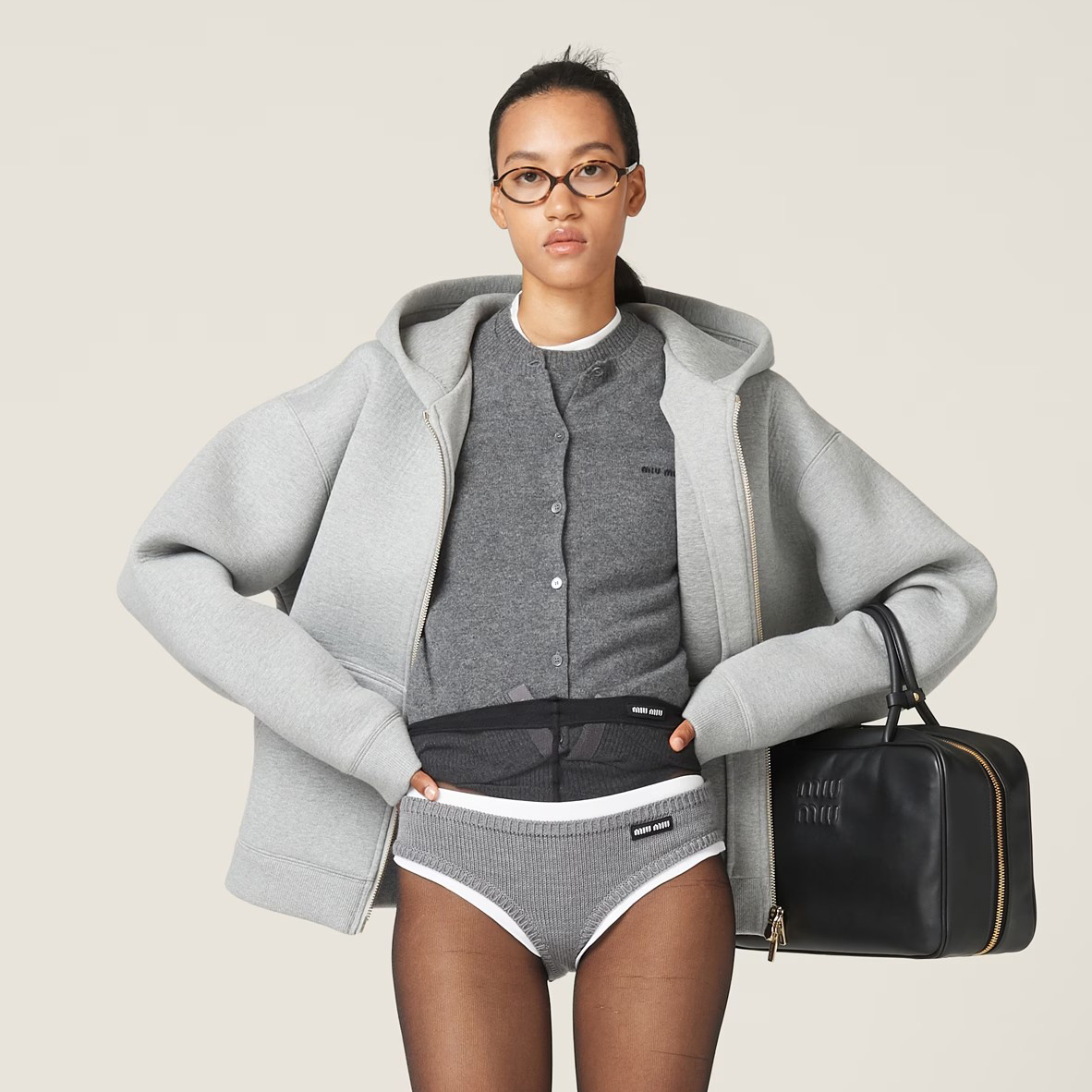 NIGO MiuMiu Women's Spring/Autumn Hooded Zipper Logo Cotton Fitted Solid Color Long Sleeve Baseball Jacket #nigo96516