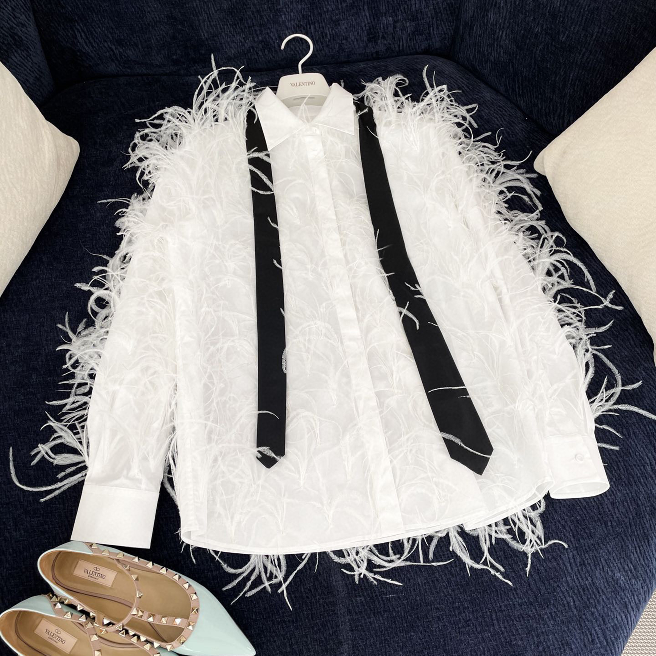 Valentino White Feather Shirt Ngvp #nigo6631