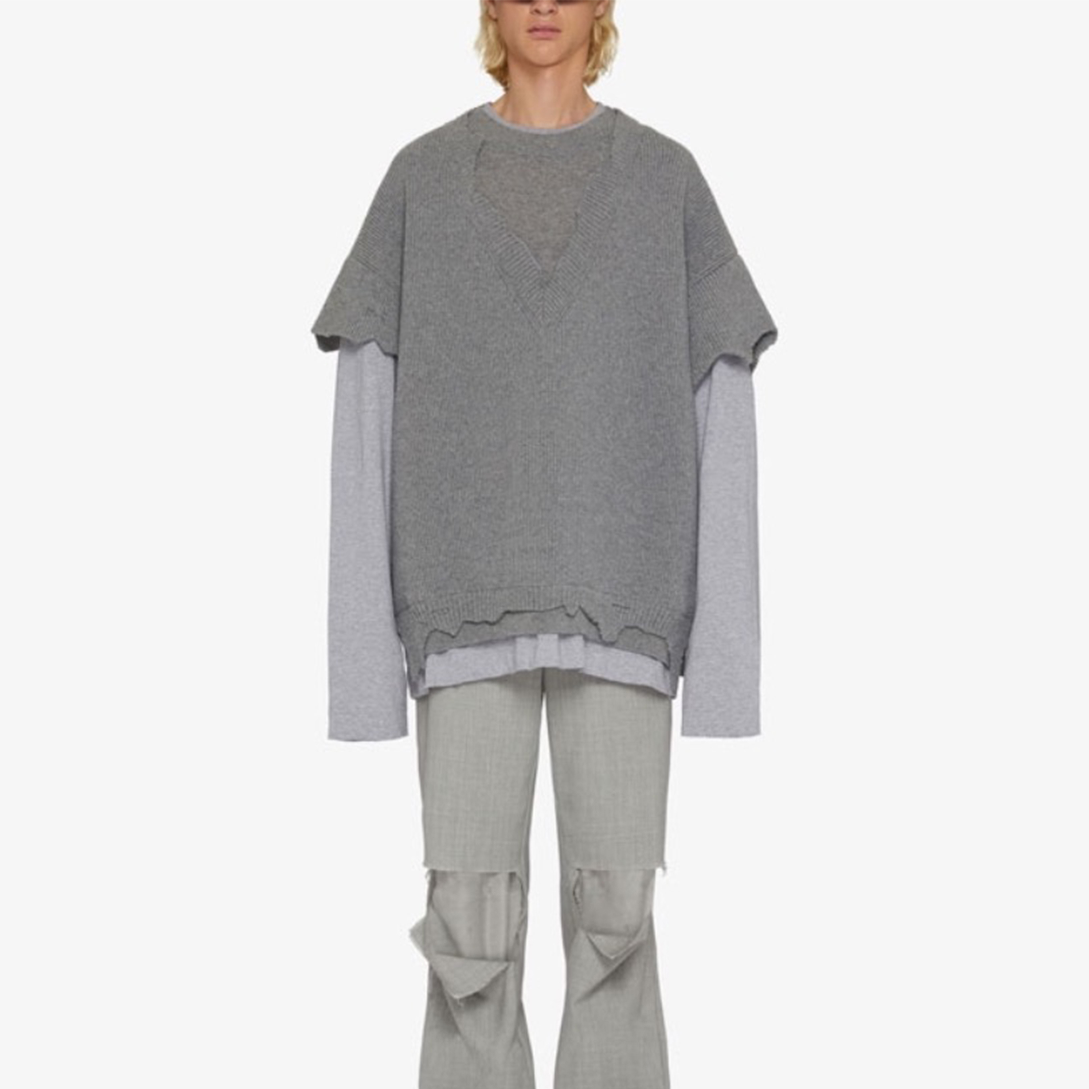 Givenchy Gray Layered Crew Neck Long Sleeve Sweatshirt Ngvp #nigo6629