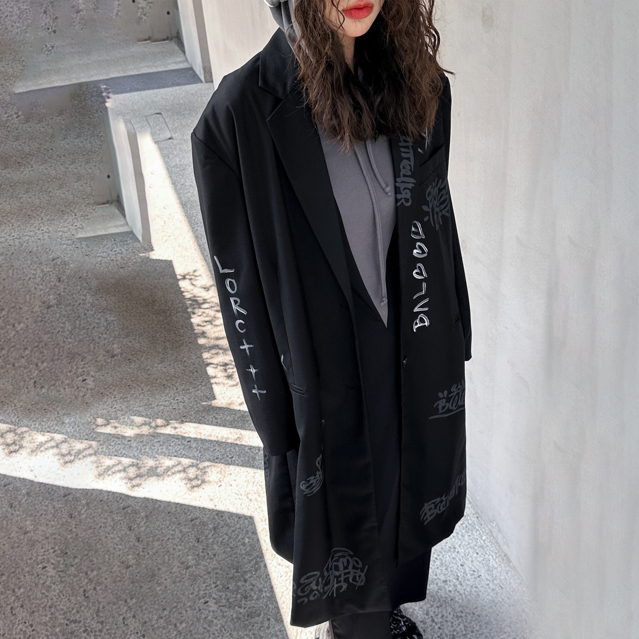 Balenciaga Lettered Graffiti Long Blazer Jacket Ngvp #nigo6646