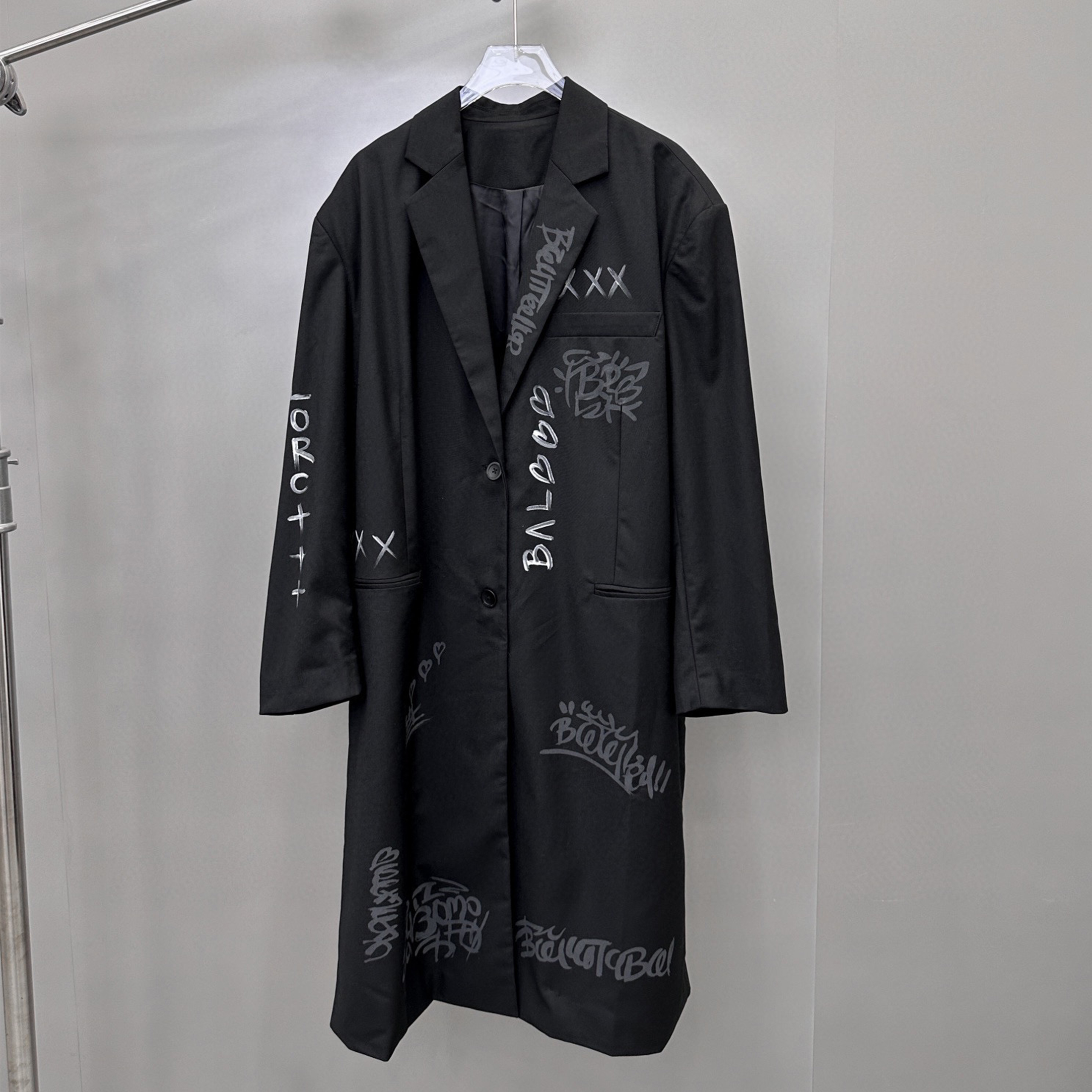Balenciaga Lettered Graffiti Long Blazer Jacket Ngvp #nigo6646