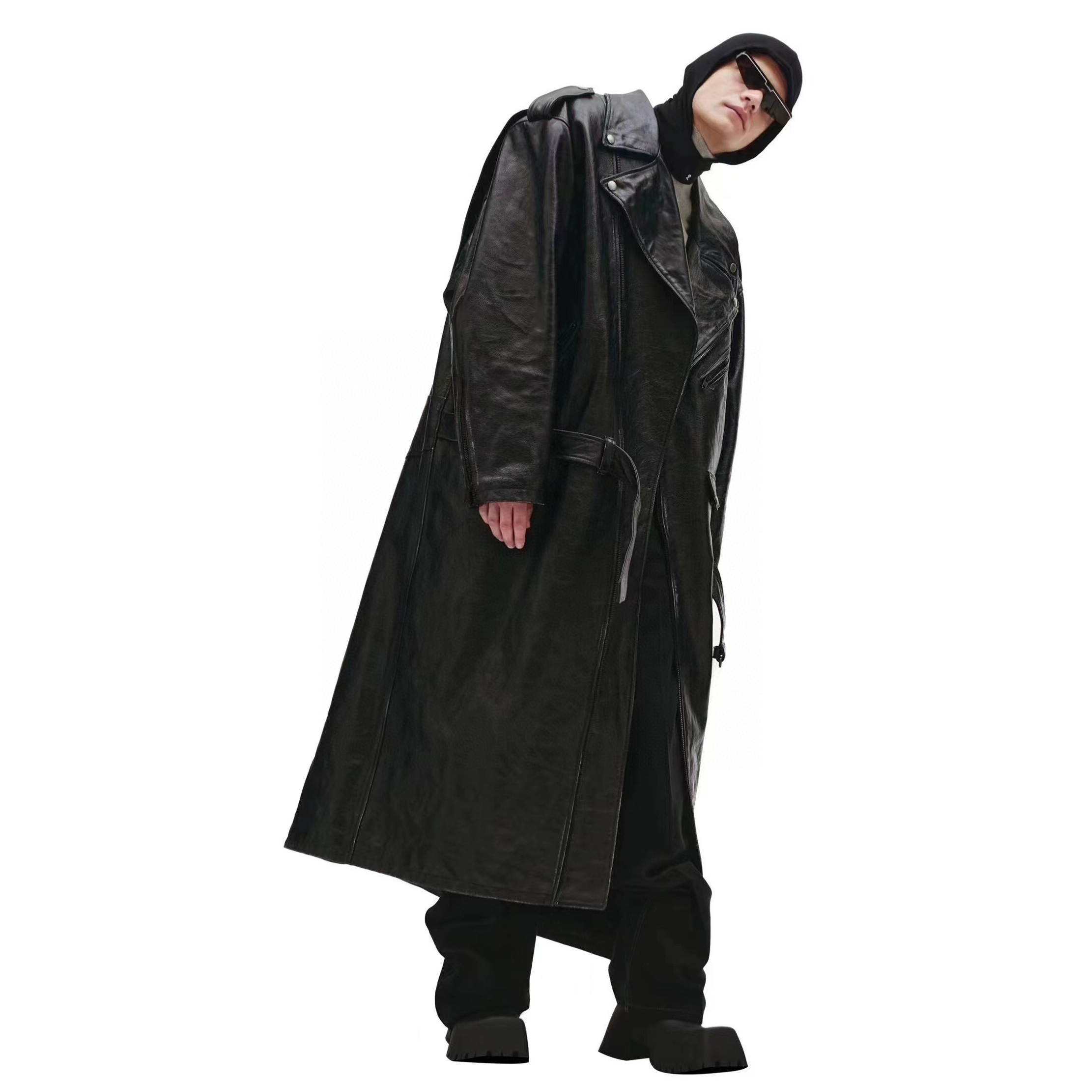 Balenciaga Black Leather Vintage Long Jacket Ngvp #nigo6657