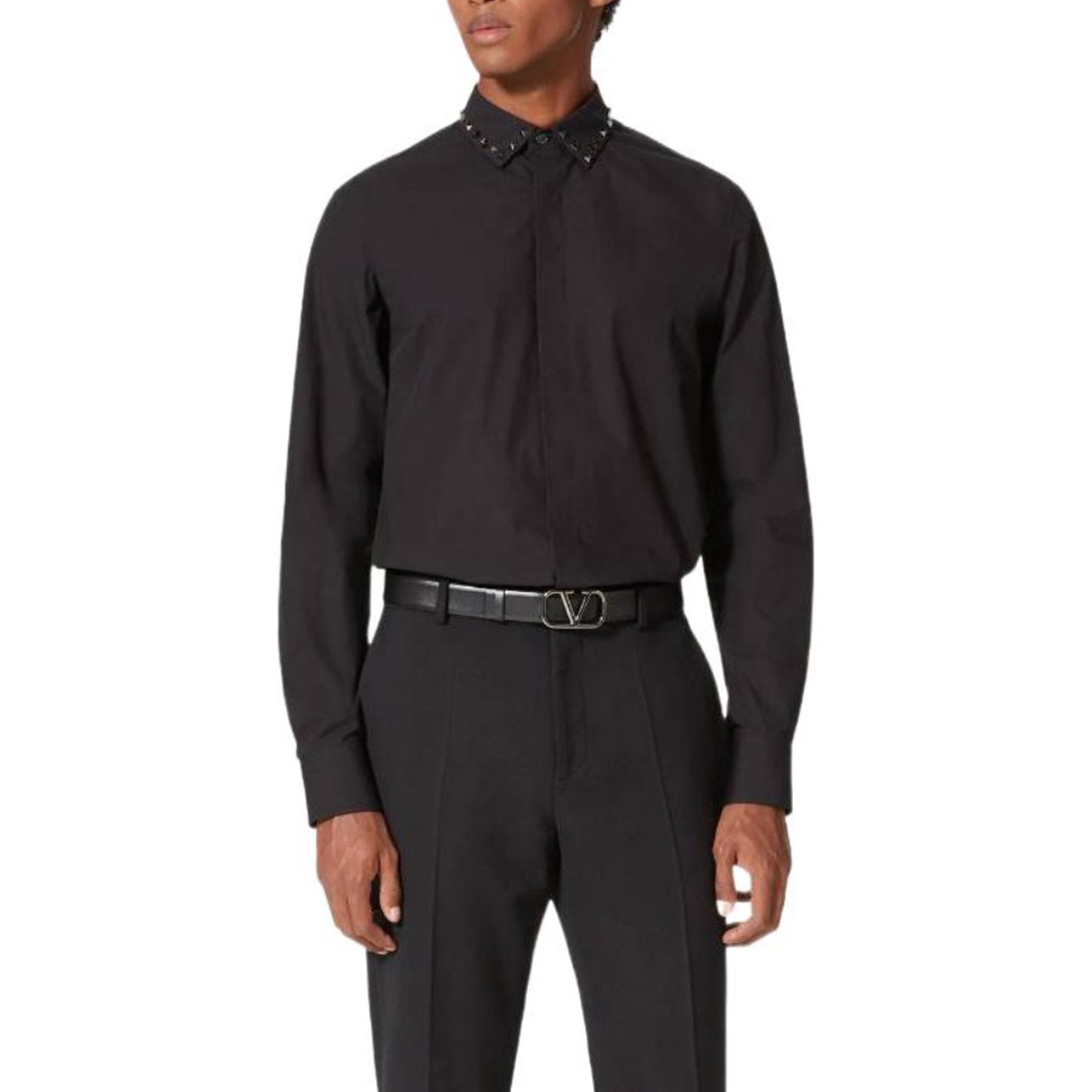 Valentino Studded Cotton Black Shirt Ngvp #nigo6648
