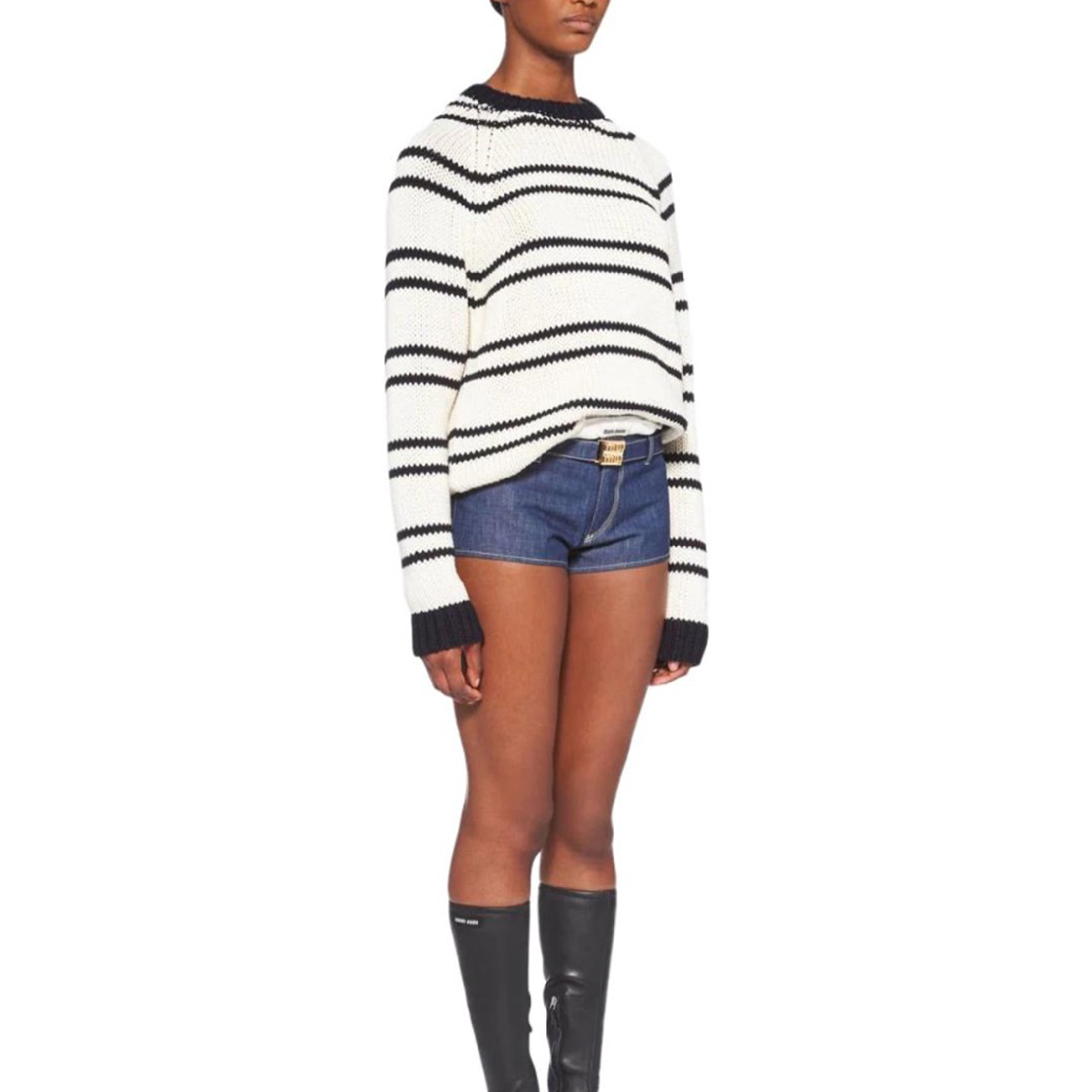 MiuMiu Striped Printed Cotton Sweater Ngvp #nigo6649