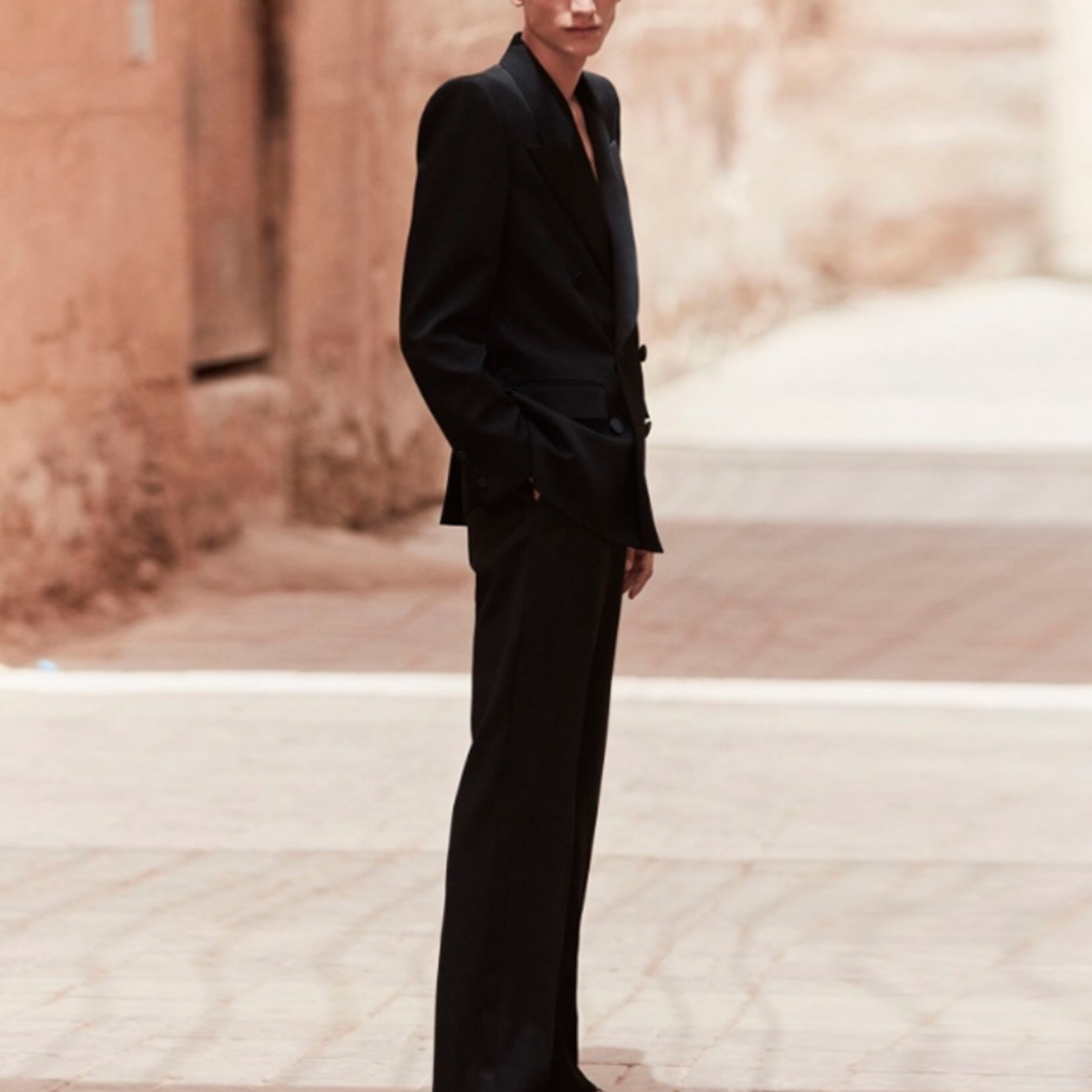 Saint Laurent Double Breasted Tuxedo Jacket In Grain De Poudre Ngvp #nigo6642