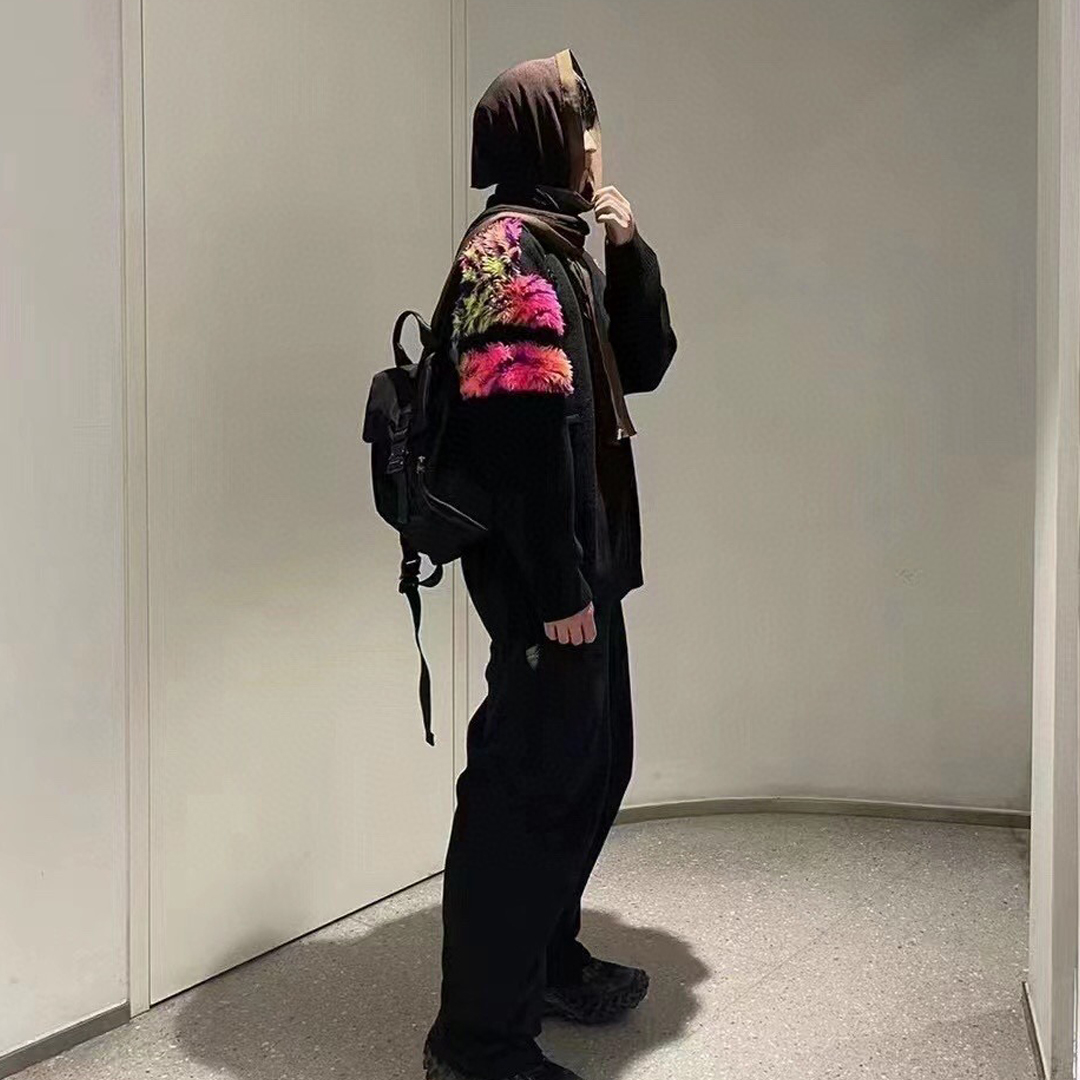 Balenciaga High Neck Fur Patchwork Sweater #nigo21864