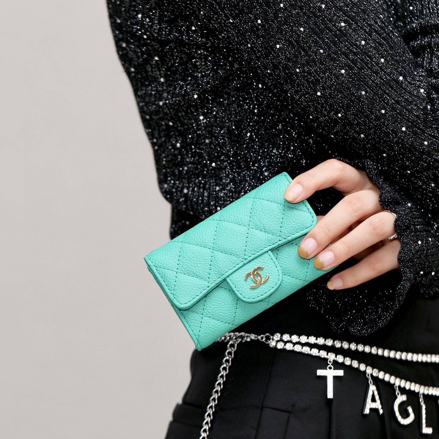 Chanel Leather Plaid Mini Wallet Bag #nigo21863