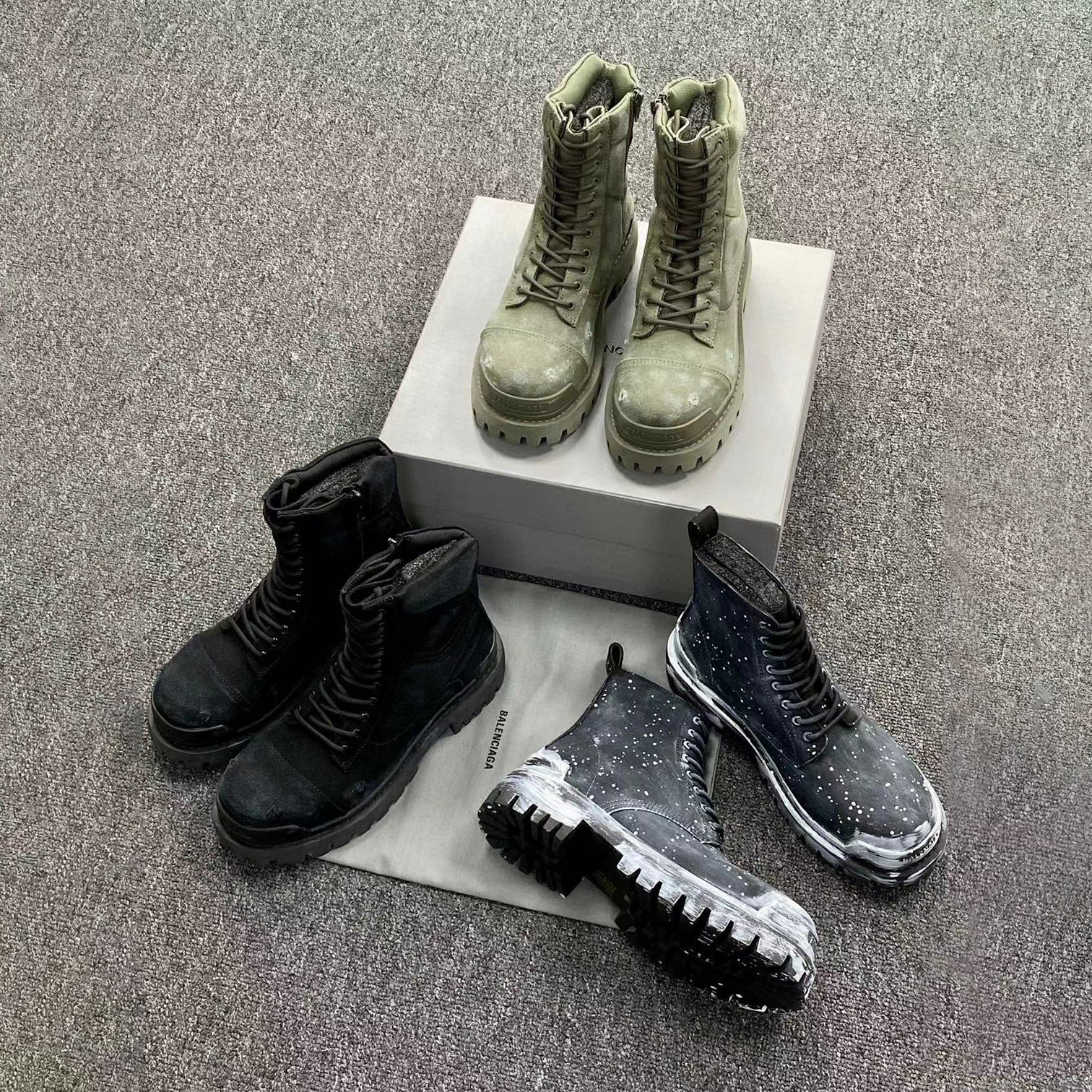 Balenciaga Men's Women's Autumn And Winter Leather Worn Martin Boots Military Boots Shoes #nigo1439