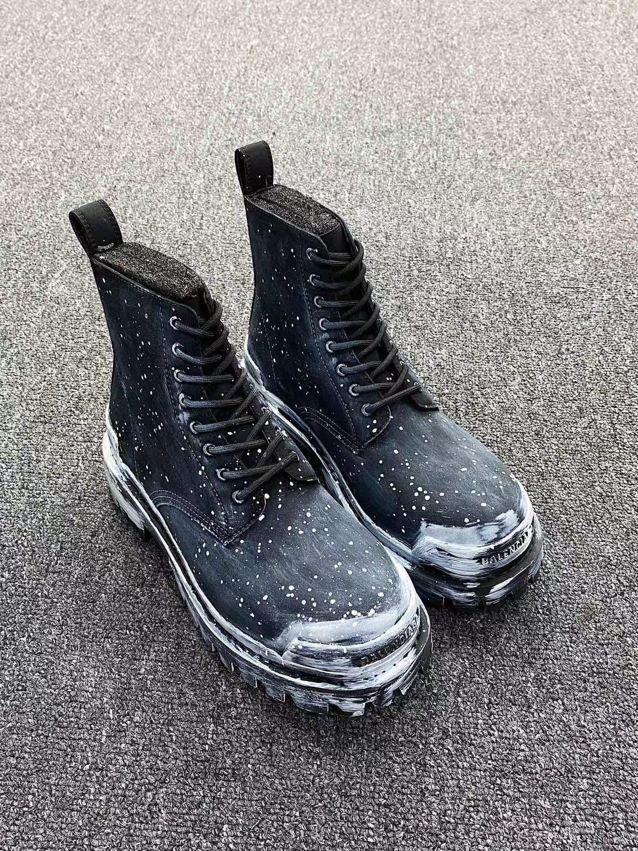 Balenciaga Men's Women's Autumn And Winter Leather Worn Martin Boots Military Boots Shoes #nigo1439