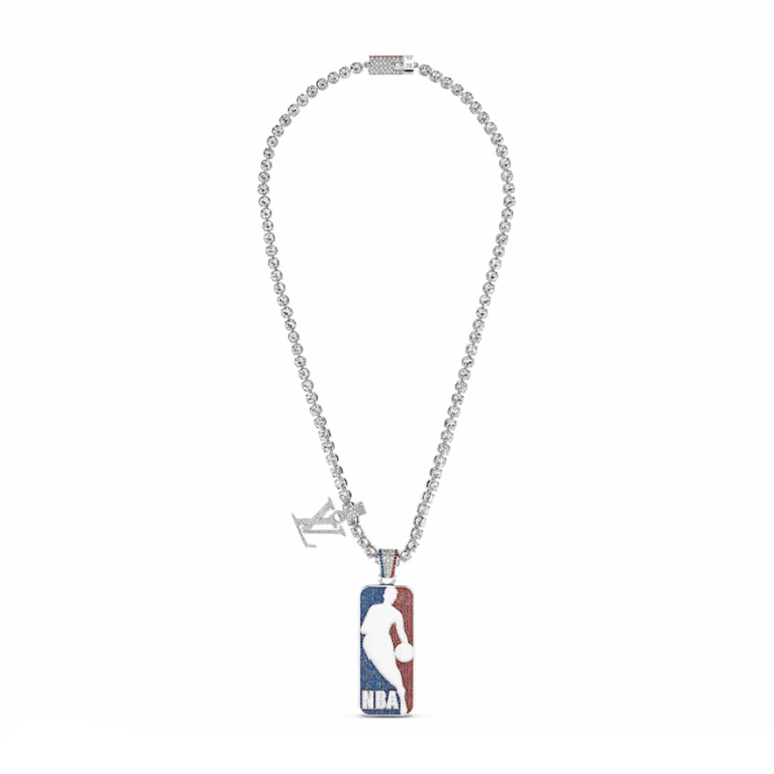 Louis Vuitton Lnxnba Strass Silver Hanging Tag Chain Necklace #nigo21873