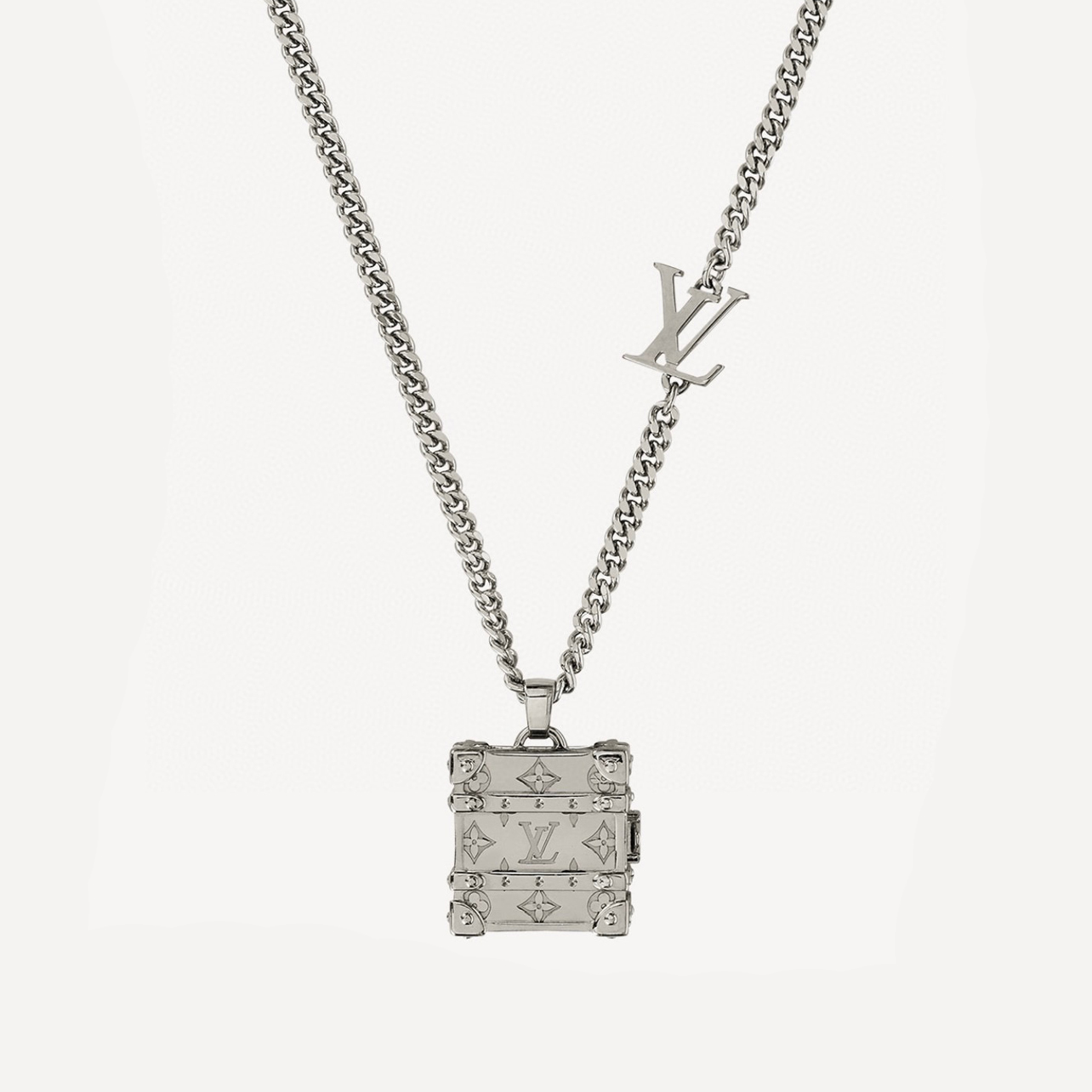 Louis Vuitton Lrunk Locket Silver Box Pendant Necklace #nigo21872