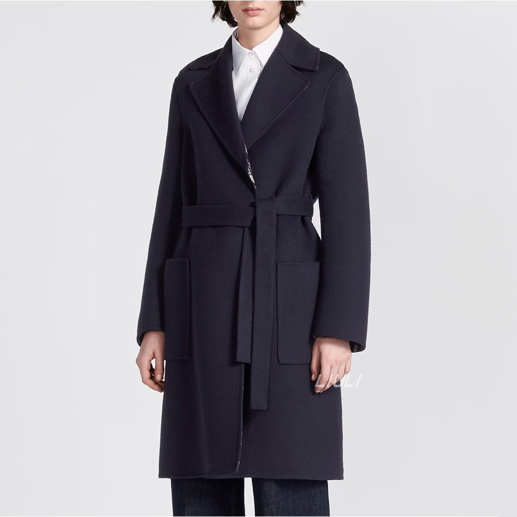 Dior Double-Faced Wool And Mulberry Silk Blend, Matching Belt, Short Hooded Coat Jacket #nigo51158