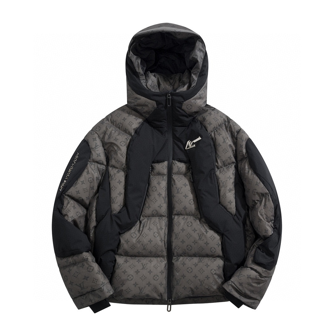 Louis Vuitton Winter Warm Patchwork Pocket Hooded Puffer Down Jacket #nigo5476