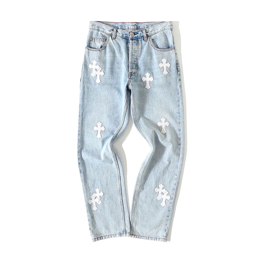 Chrome Hearts Light Blue Graffiti Jeans Pants #nigo96564