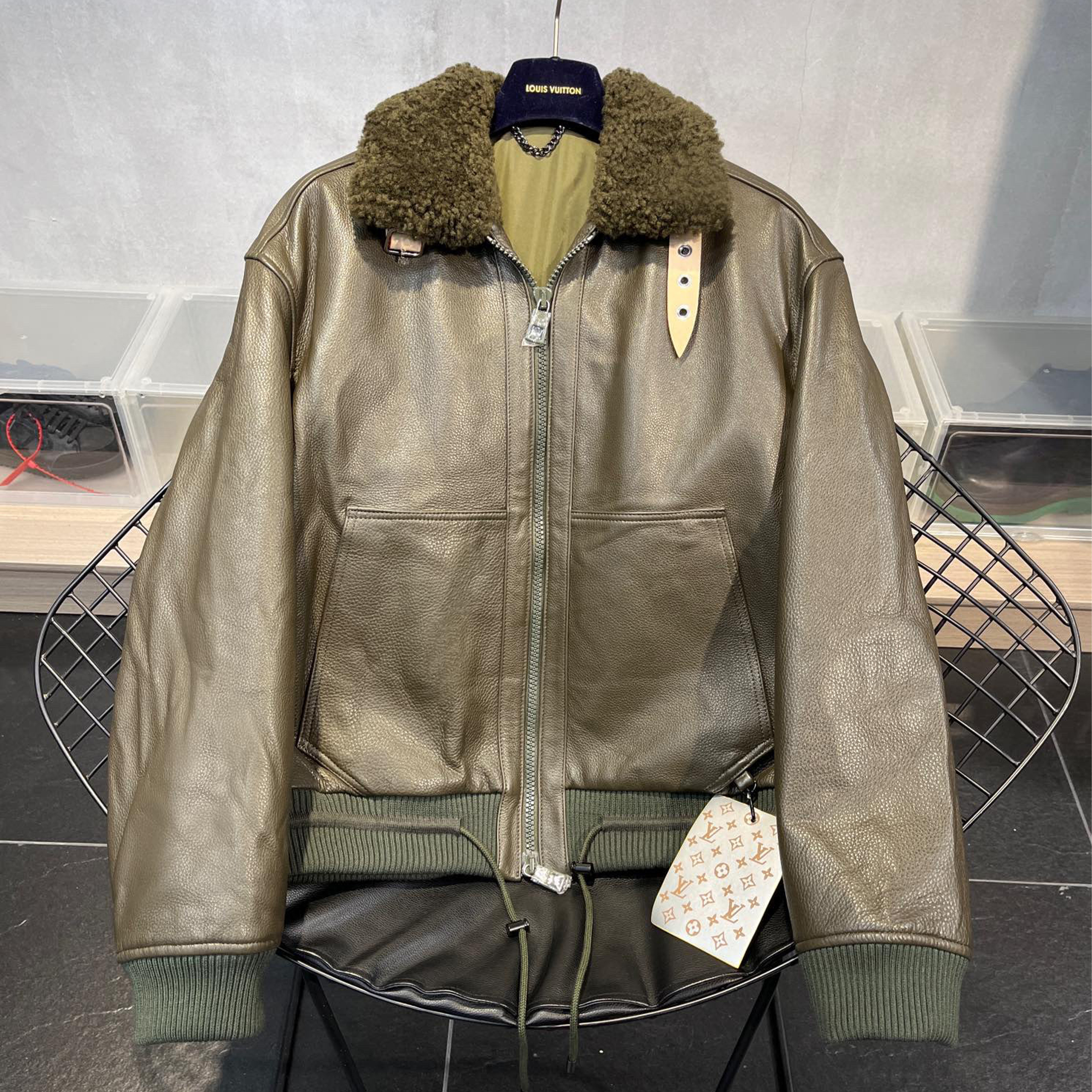 Louis Vuitton Leather Aviator Jacket #nigo6681