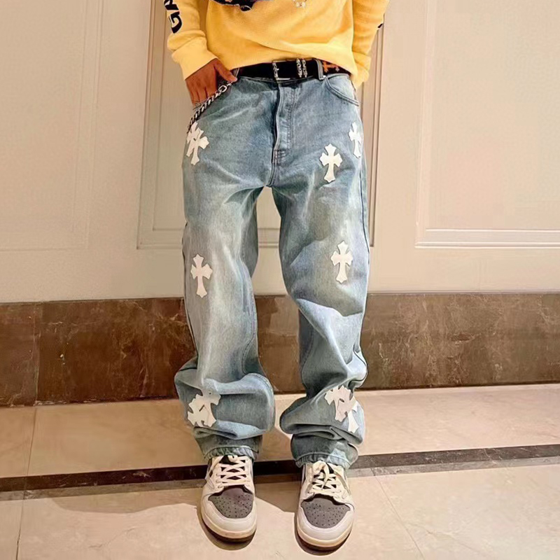 Chrome Hearts Light Blue Graffiti Jeans Pants #nigo96564