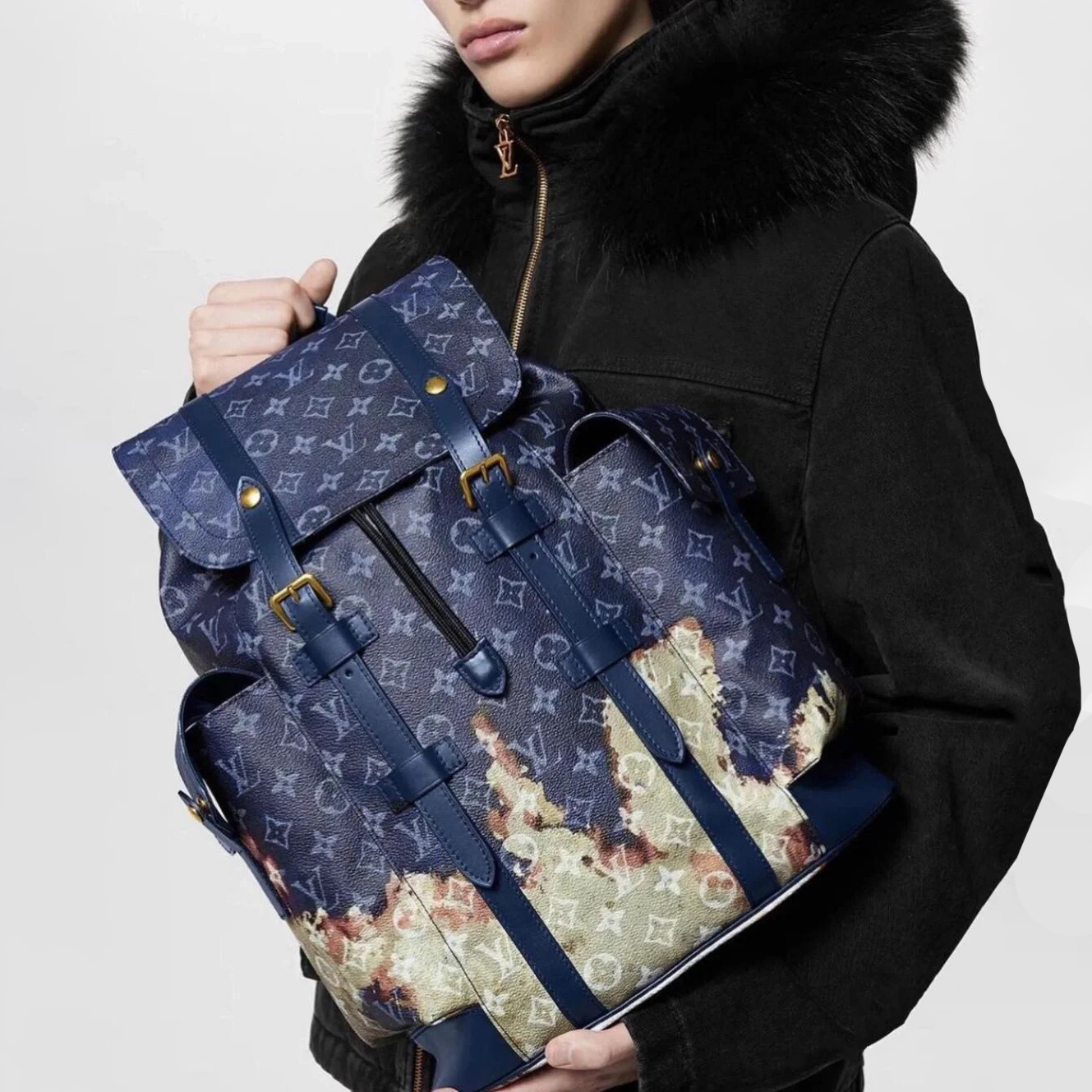 Louis Vuitton Christopher Blue Leather Backpack Bag Bags #nigo96562