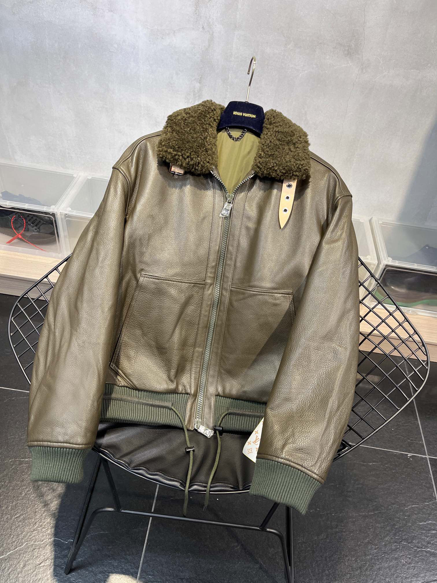 Louis Vuitton Leather Aviator Jacket #nigo6681