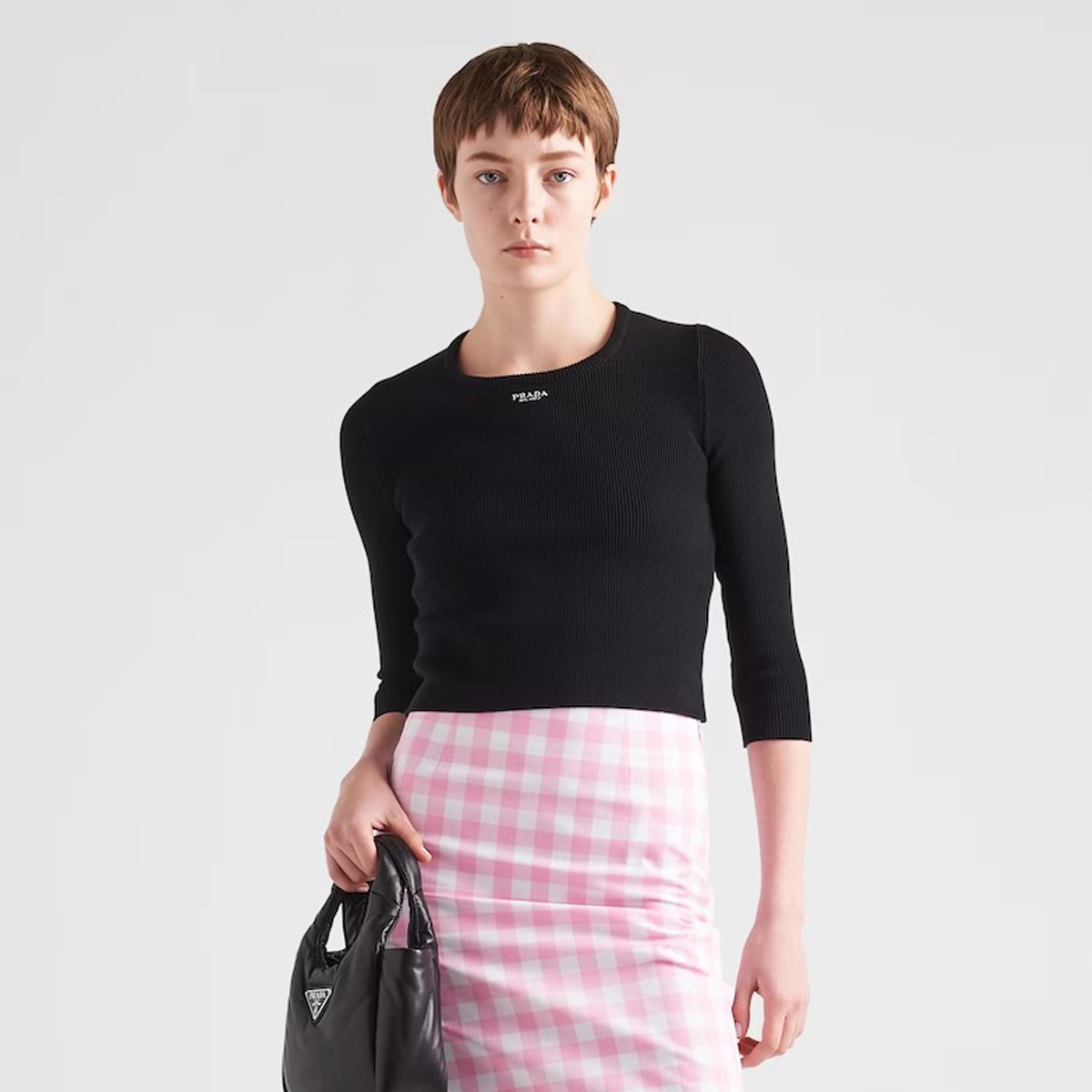 Prada Knitted Slim Fitting Short Sleeved Top #nigo21899