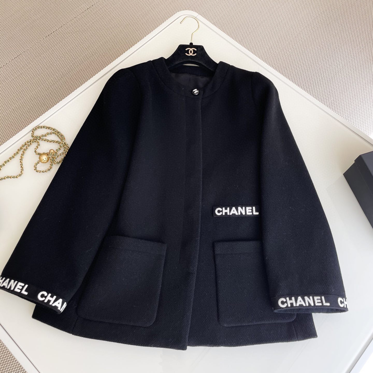 Chanel Black Woolen Coat #nigo21924