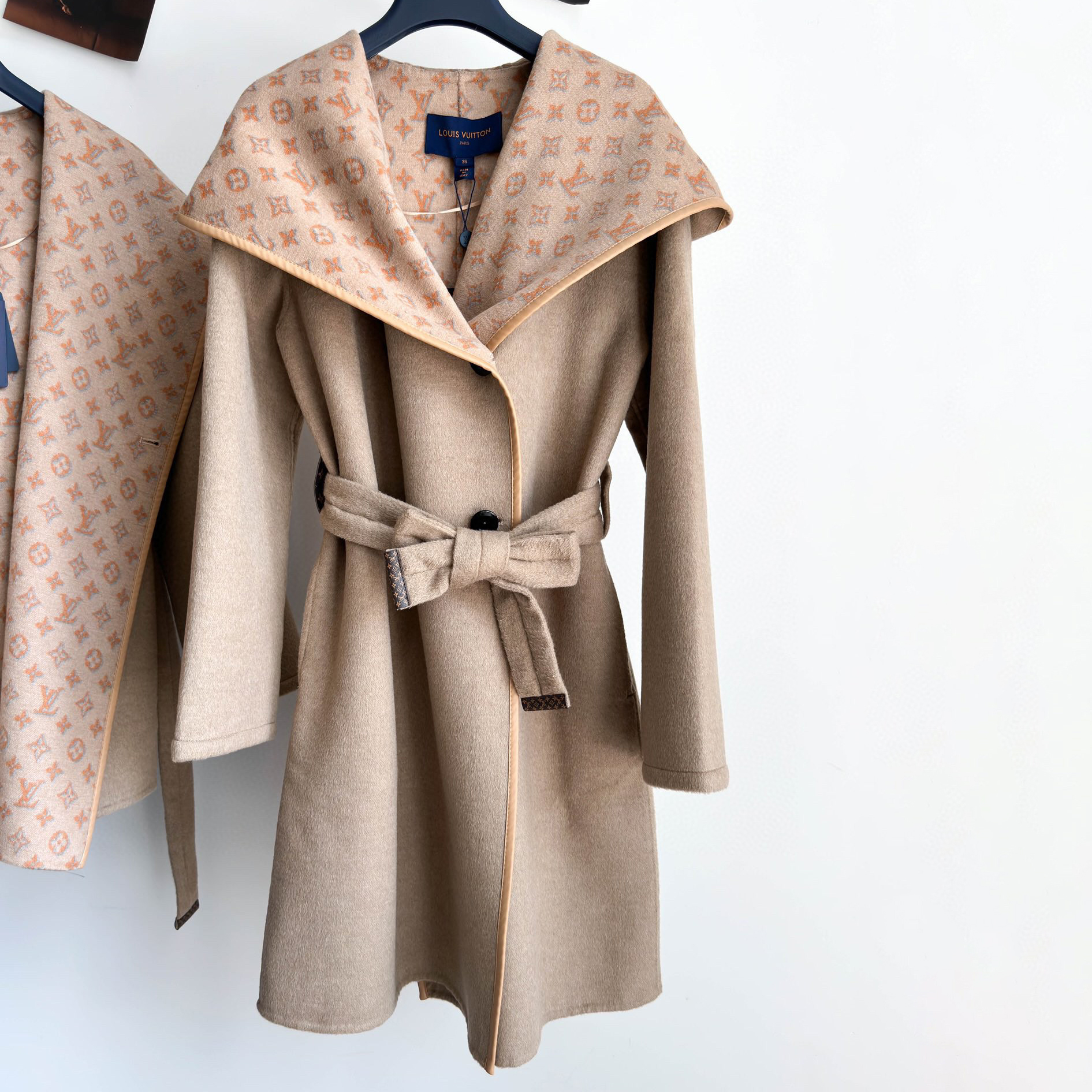 Louis Vuitton Long Wool Wrap Hooded Coat Jacket #nigo96574