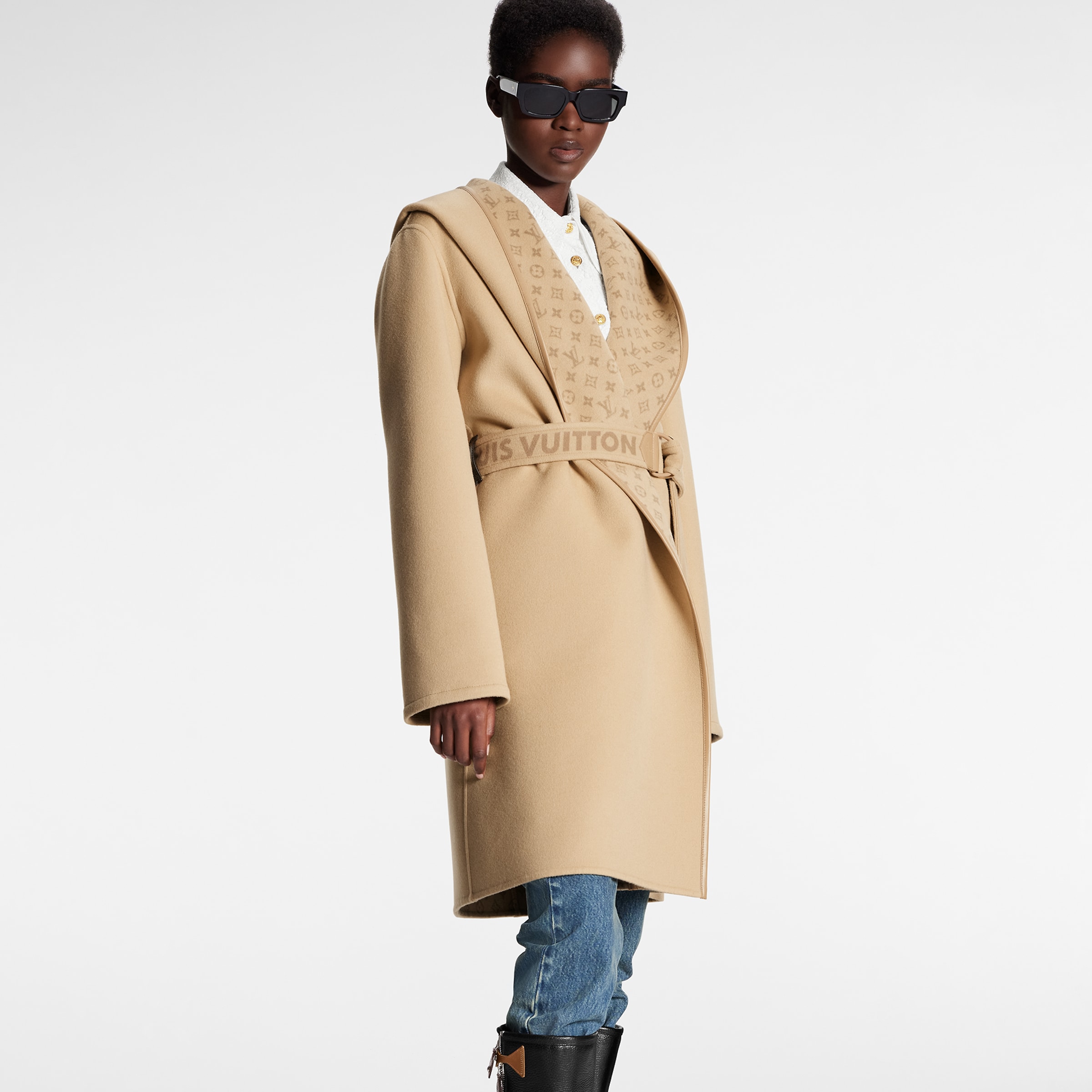 Louis Vuitton Long Wool Wrap Hooded Coat Jacket #nigo96579