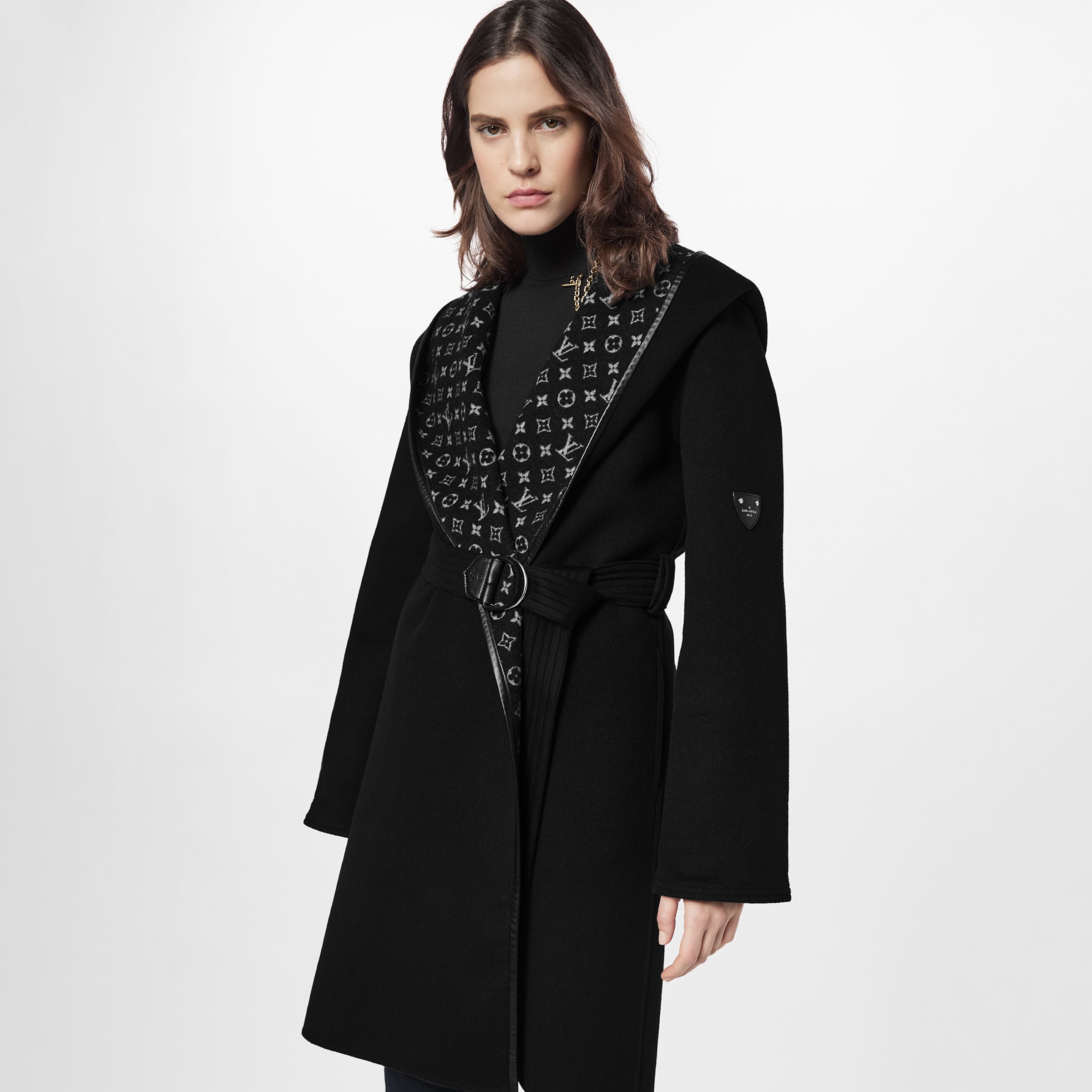Louis Vuitton Long Wool Wrap Hooded Coat Jacket #nigo96575